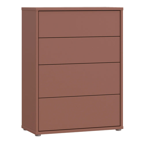 Alice Springs 4 Drawer Chest with Push-to-Open Drawers in Terracotta