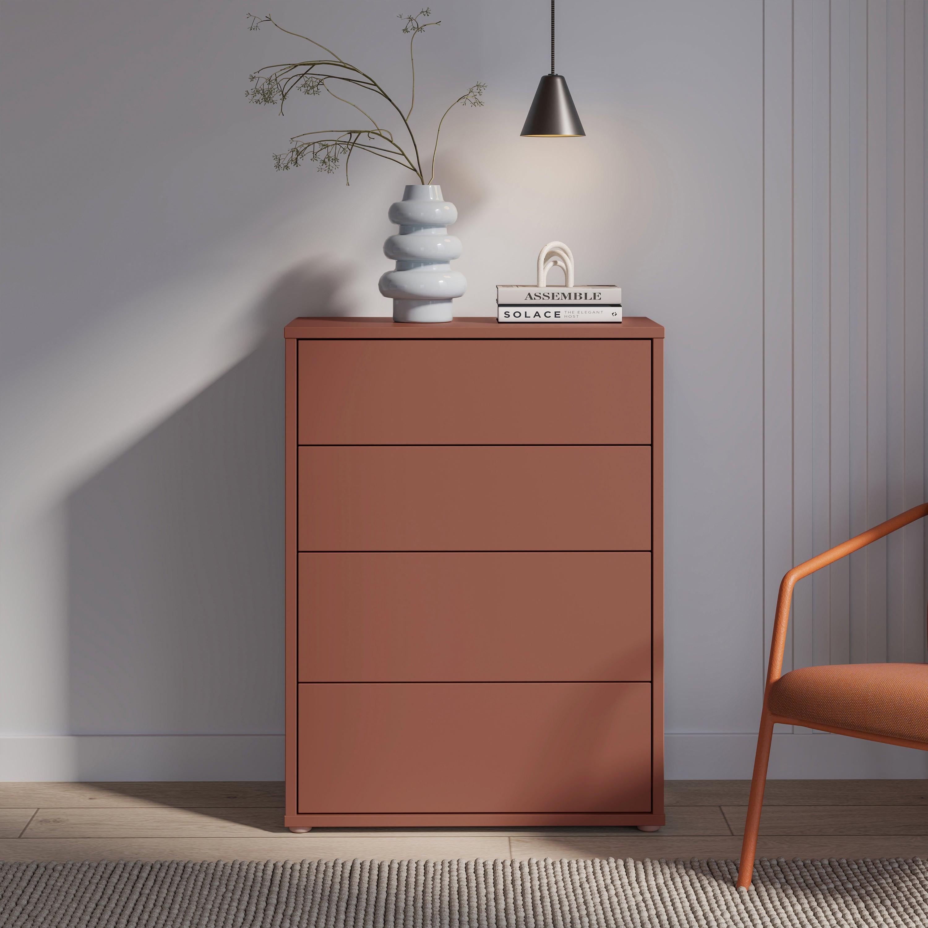 Alice Springs 4 Drawer Chest with Push-to-Open Drawers in Terracotta - image 6