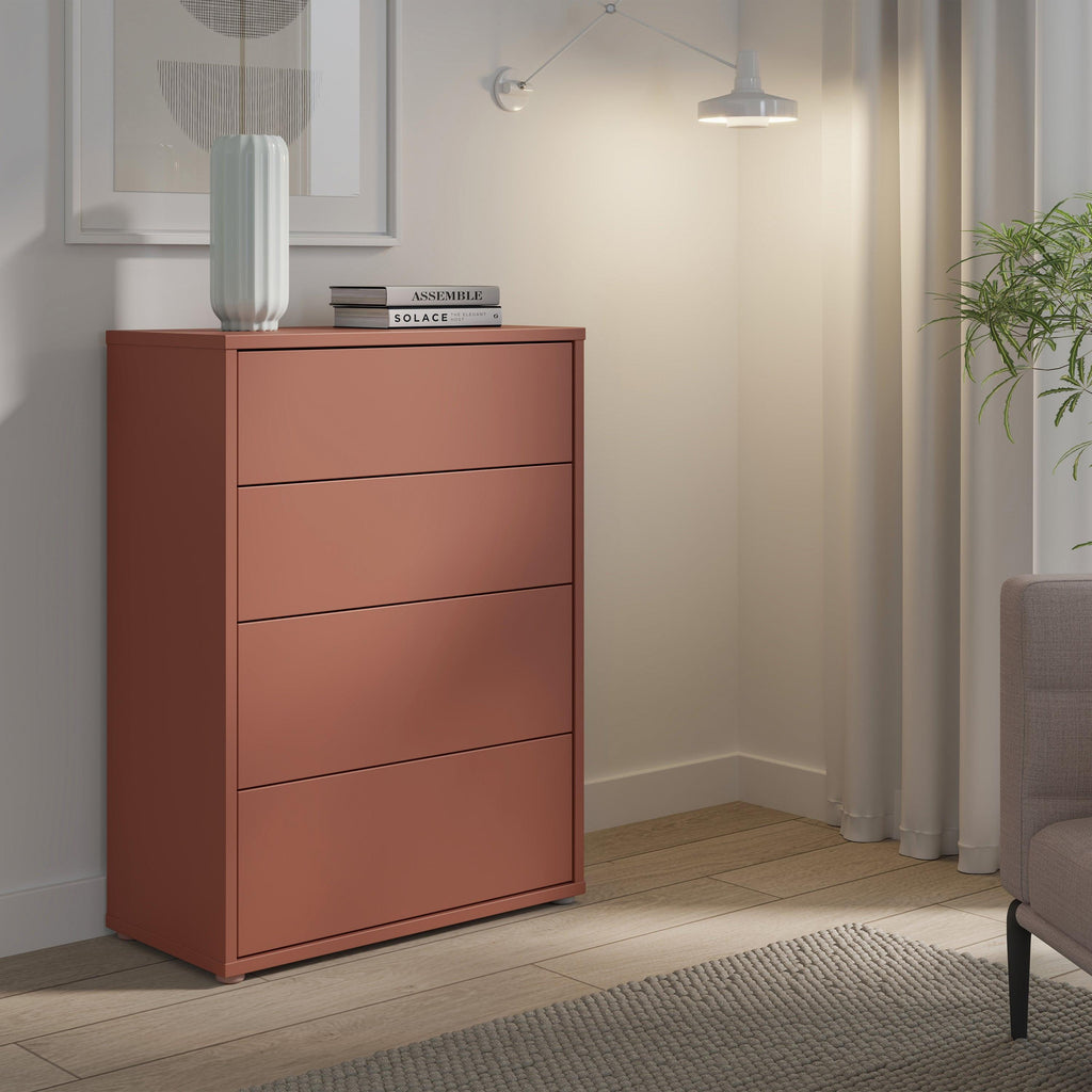 Alice Springs 4 Drawer Chest with Push-to-Open Drawers in Terracotta - image 7