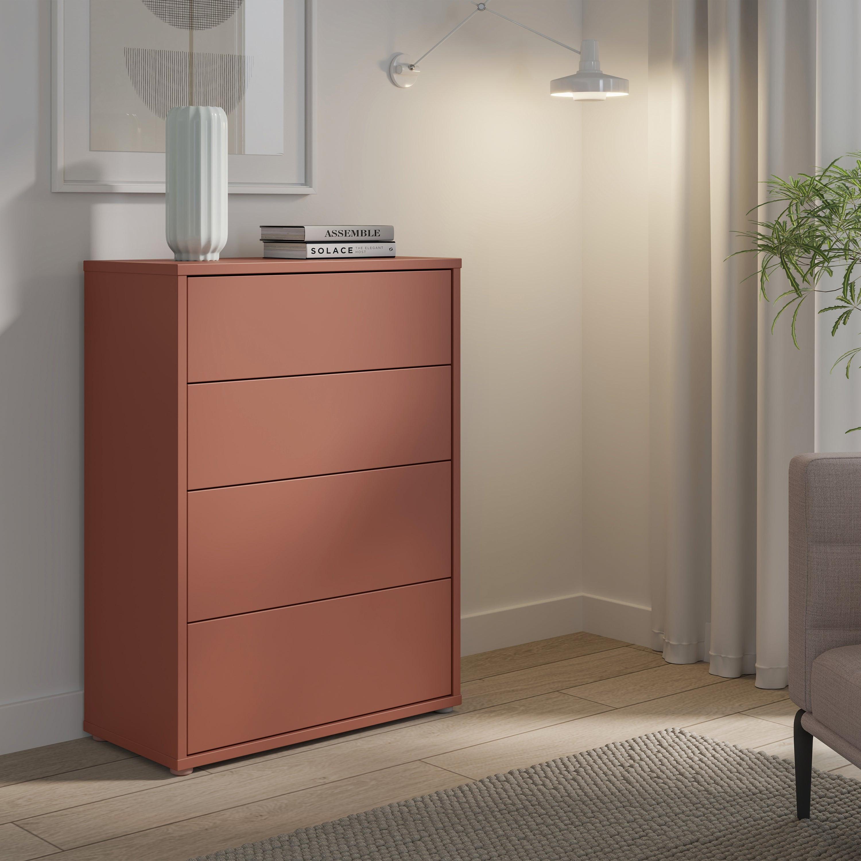 Alice Springs 4 Drawer Chest with Push-to-Open Drawers in Terracotta - image 7