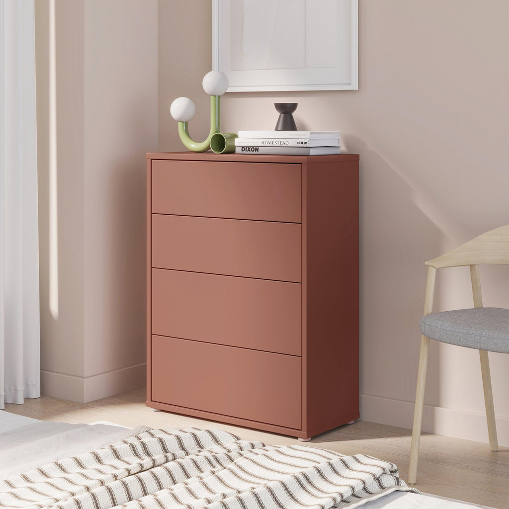 Alice Springs 4 Drawer Chest with Push-to-Open Drawers in Terracotta - image 8