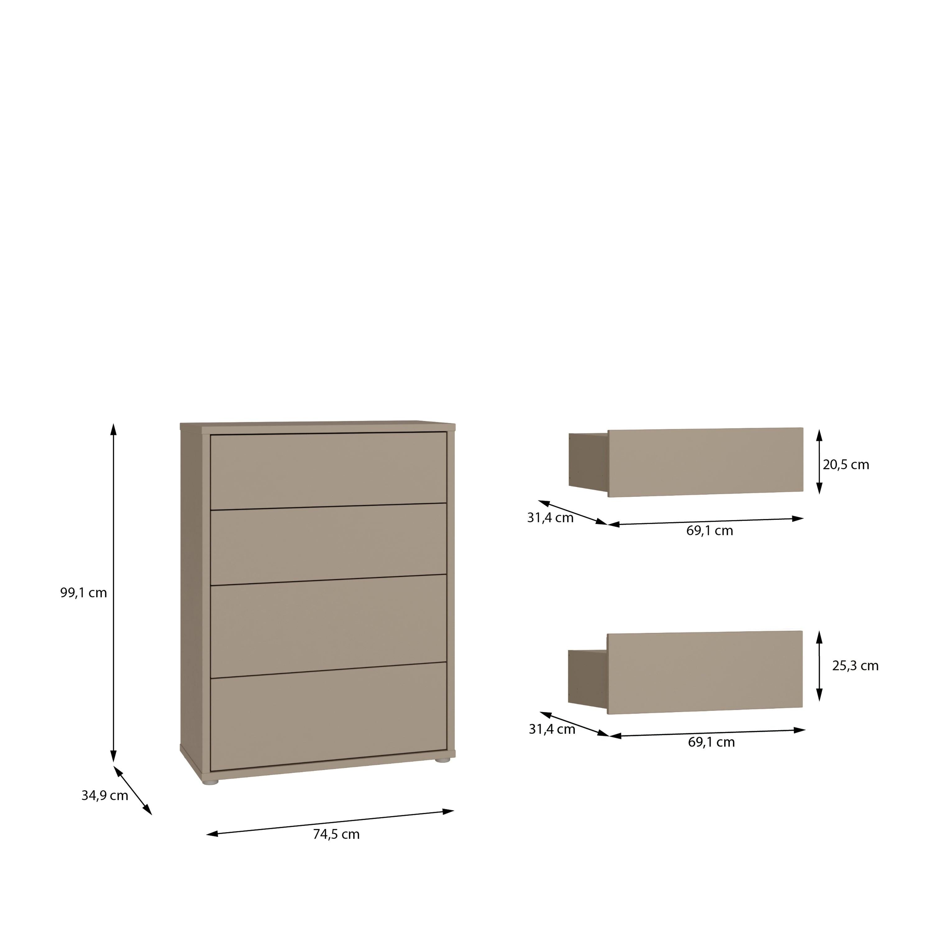 Alice Springs 4 Drawer Chest with Push-to-Open Drawers in Taupe - image 9