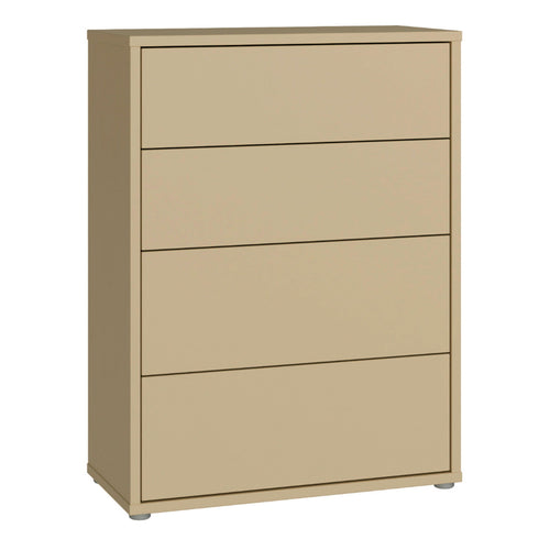 Alice Springs 4 Drawer Chest with Push-to-Open Drawers in Butter Yellow