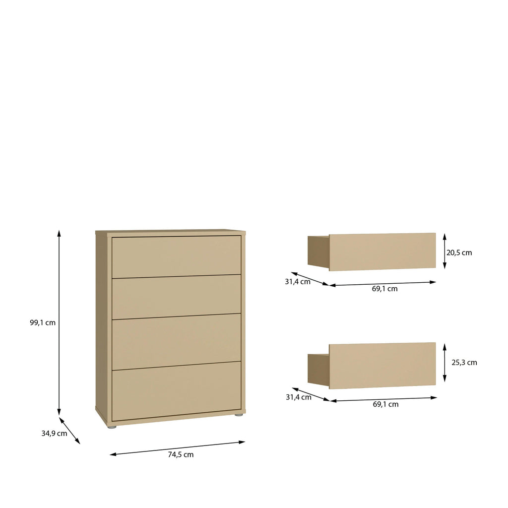 Alice Springs 4 Drawer Chest with Push-to-Open Drawers in Butter Yellow - image 9