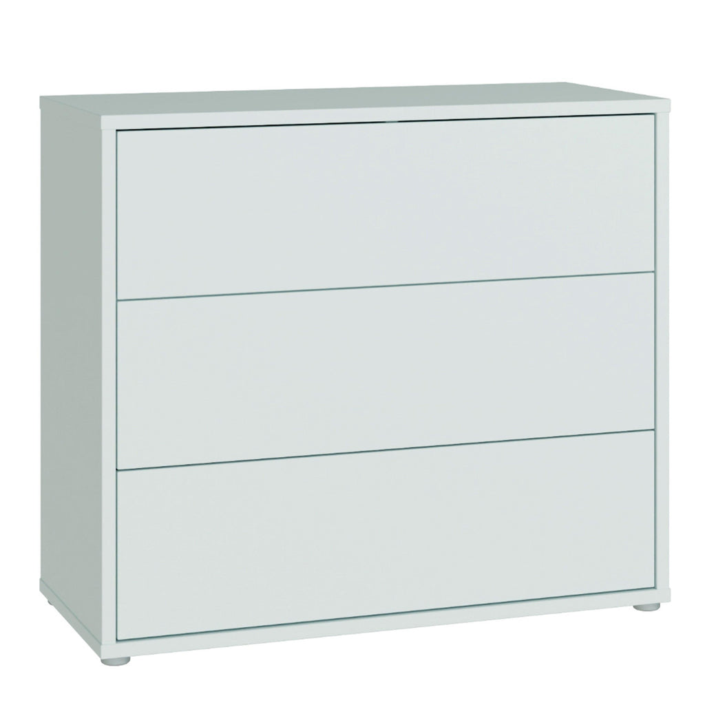 Alice Springs 3 Drawer Chest with Push-to-Open Drawers in Light Grey