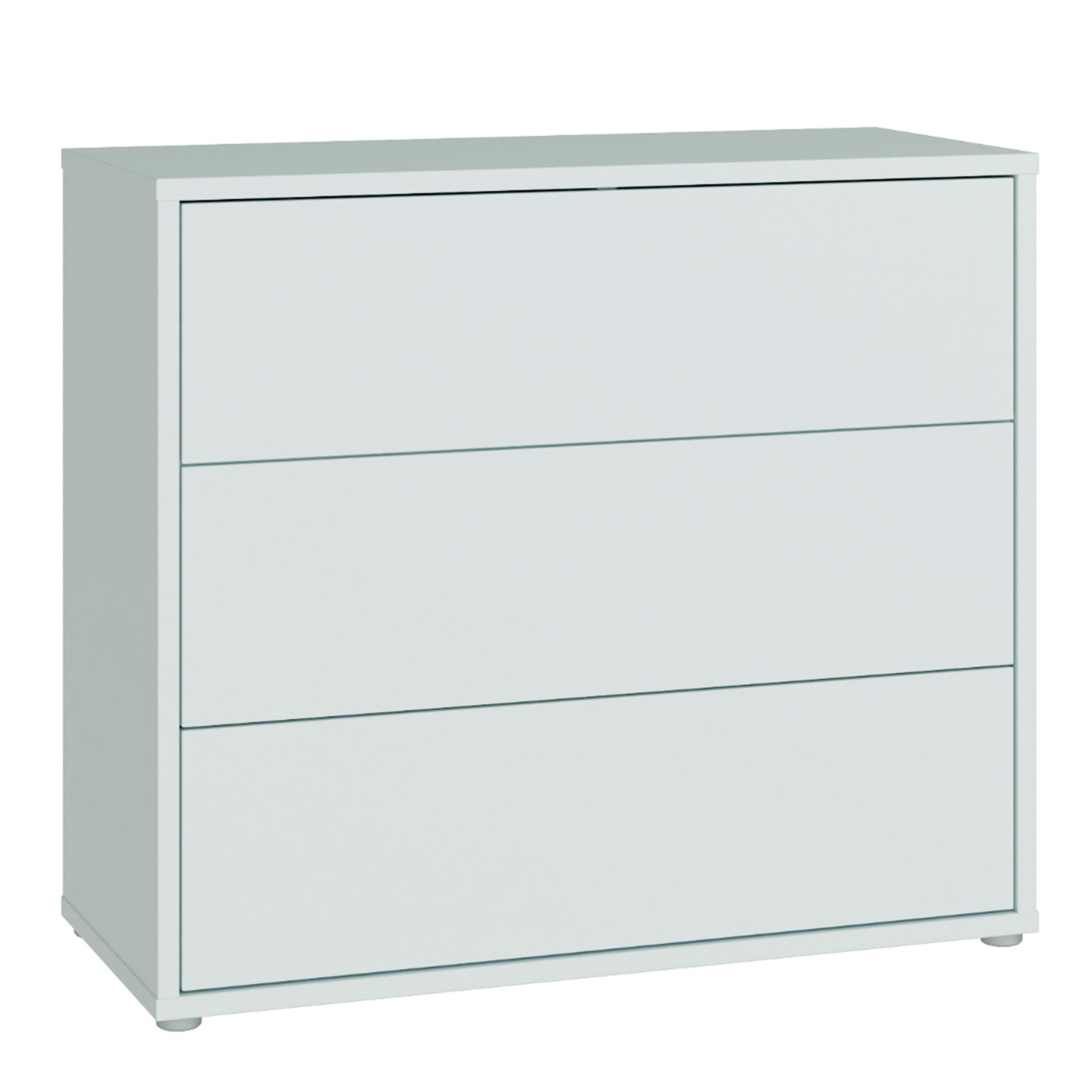 Alice Springs 3 Drawer Chest with Push-to-Open Drawers in Light Grey