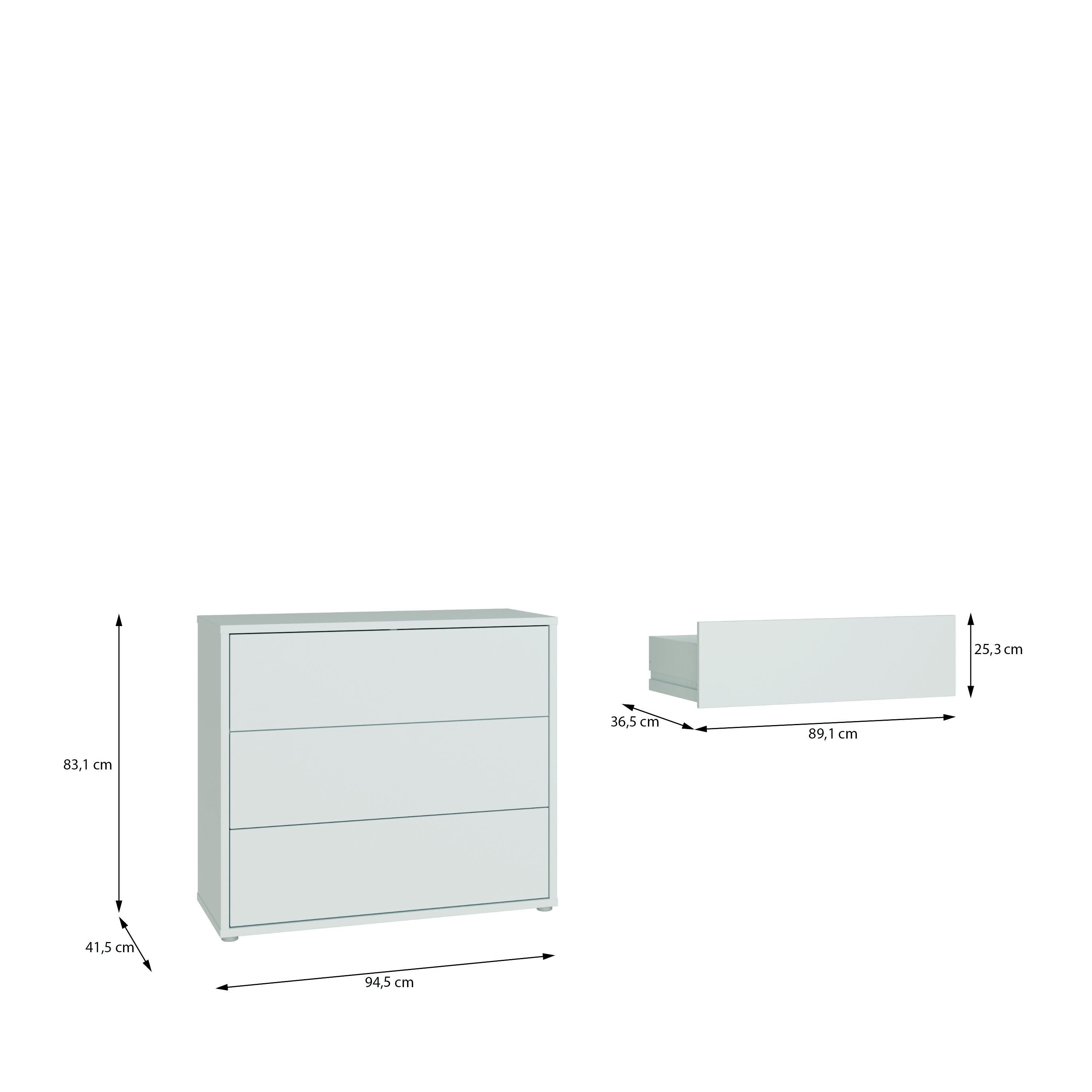 Alice Springs 3 Drawer Chest with Push-to-Open Drawers in Light Grey - image 7