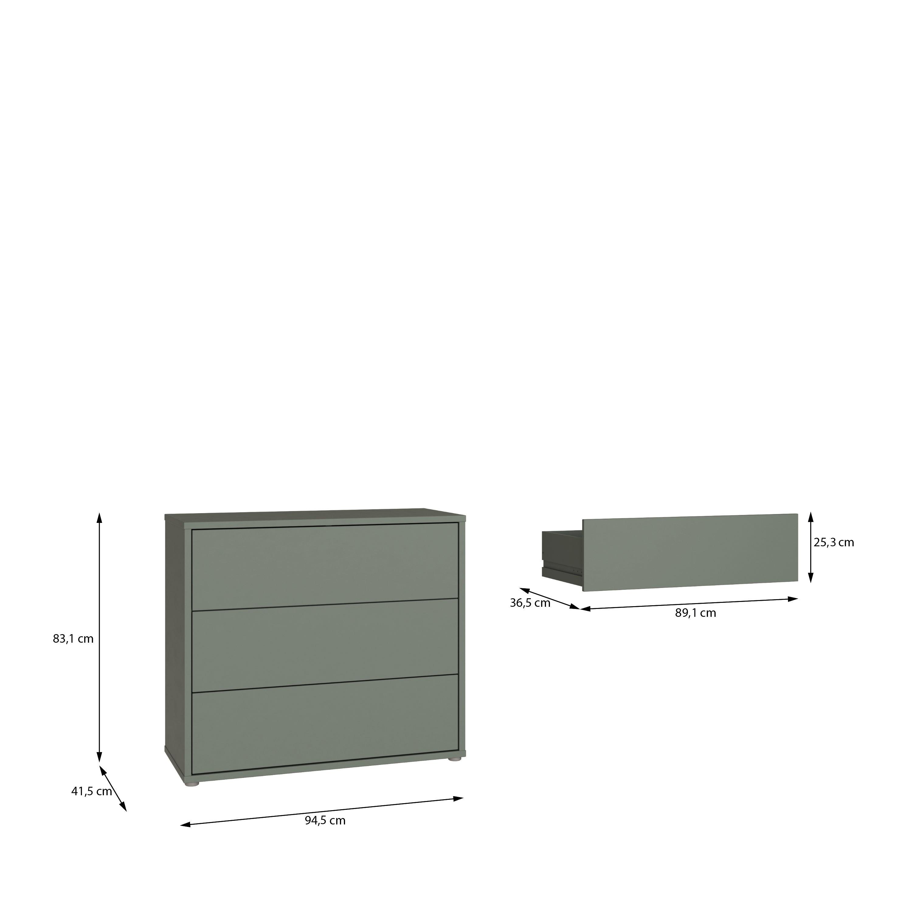 Alice Springs 3 Drawer Chest with Push-to-Open in Sage Green - image 7