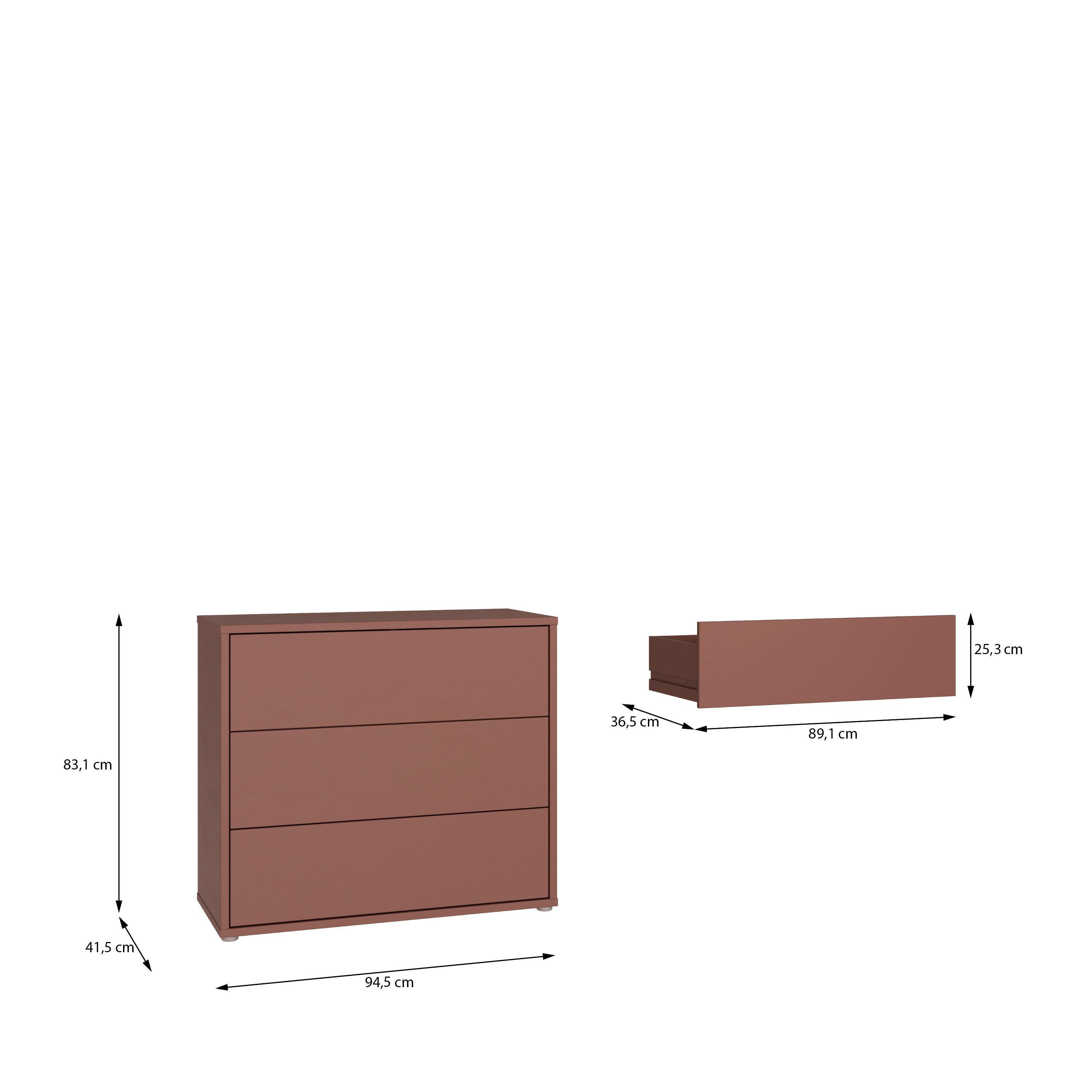 Alice Springs 3 Drawer Chest with Push-to-Open Drawers in Terracotta - image 7