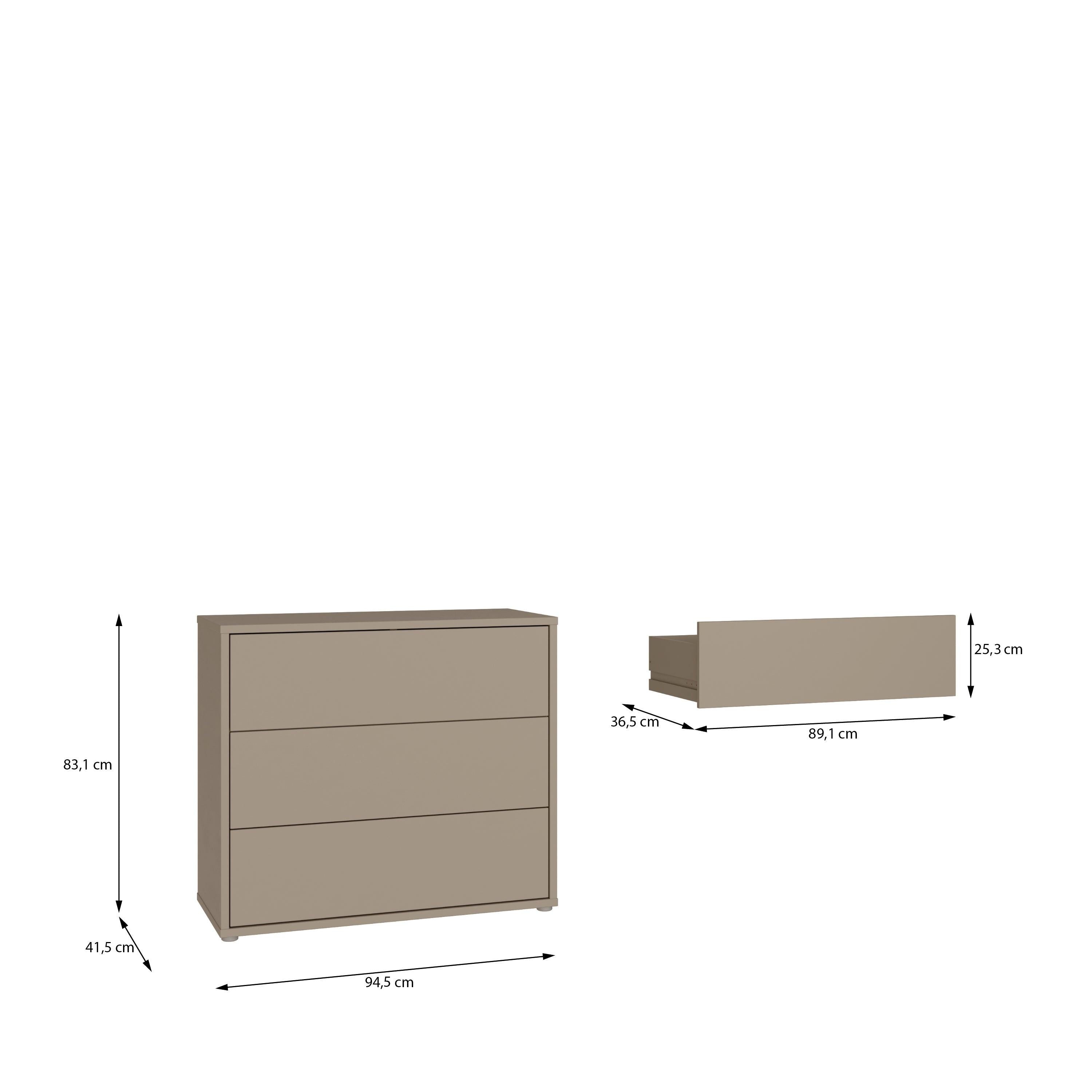 Alice Springs 3 Drawer Chest with Push-to-Open Drawers in Taupe - image 7