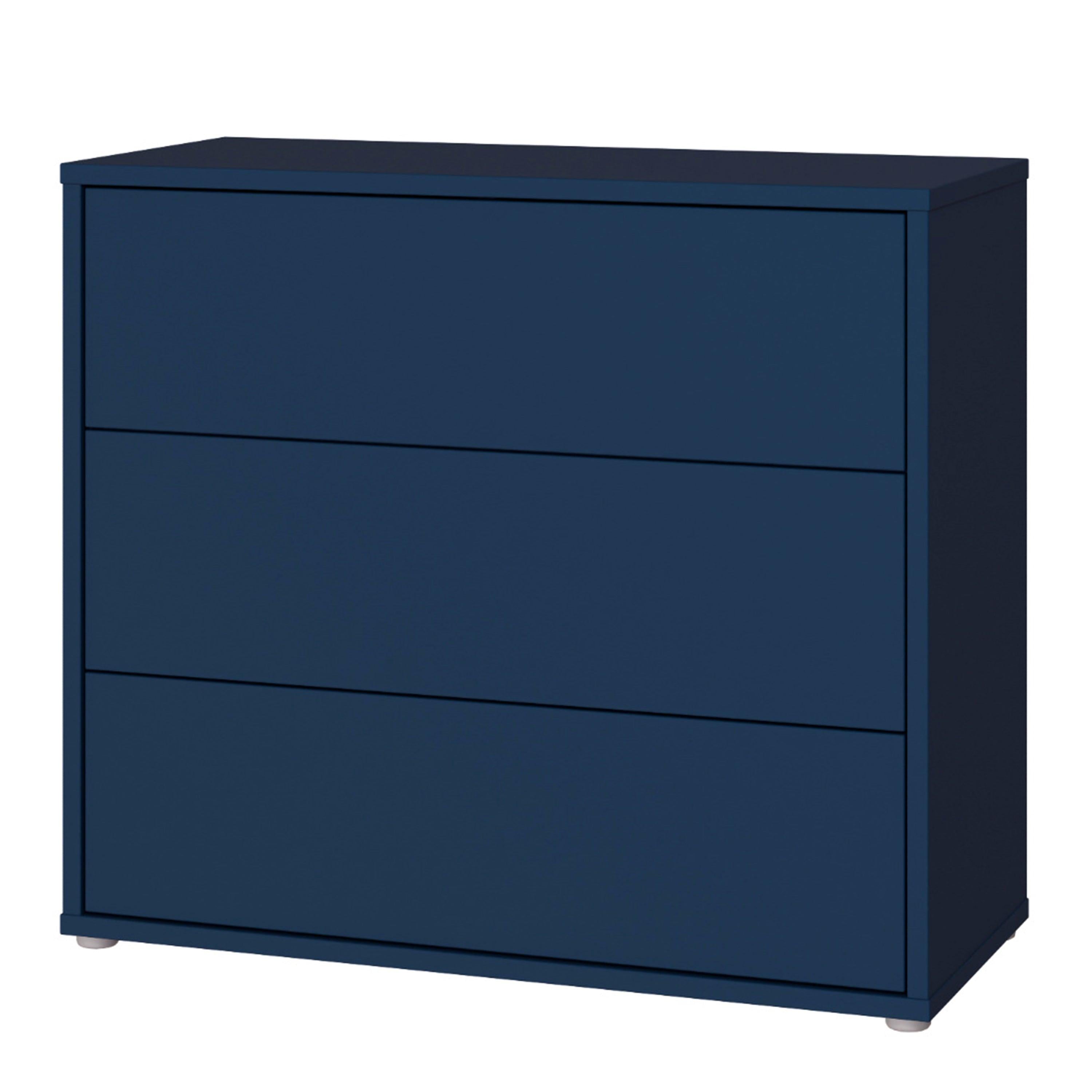 Alice Springs 3 Drawer Chest with Push-to-Open Drawers in Night Blue and White - image 3