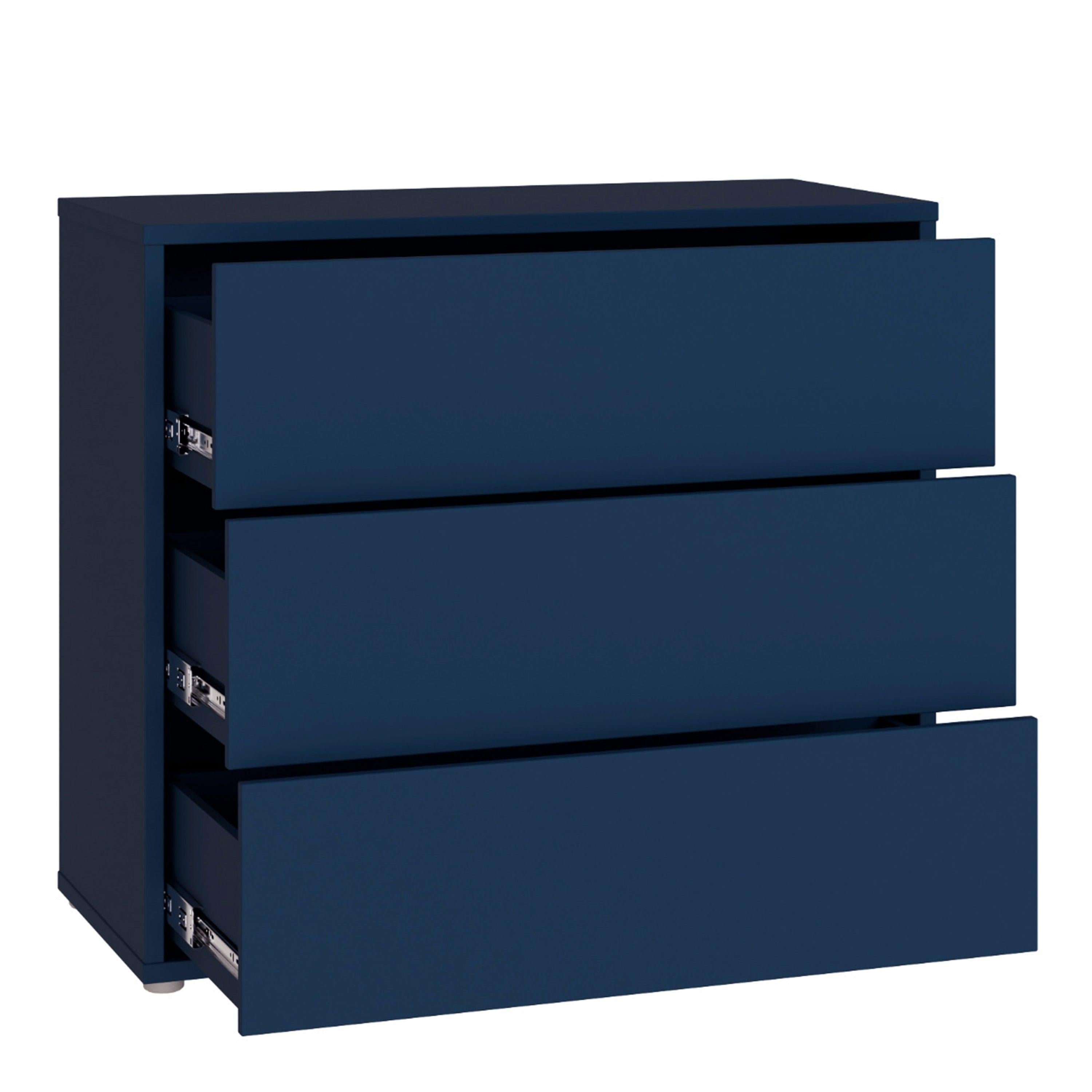 Alice Springs 3 Drawer Chest with Push-to-Open Drawers in Night Blue and White - image 4