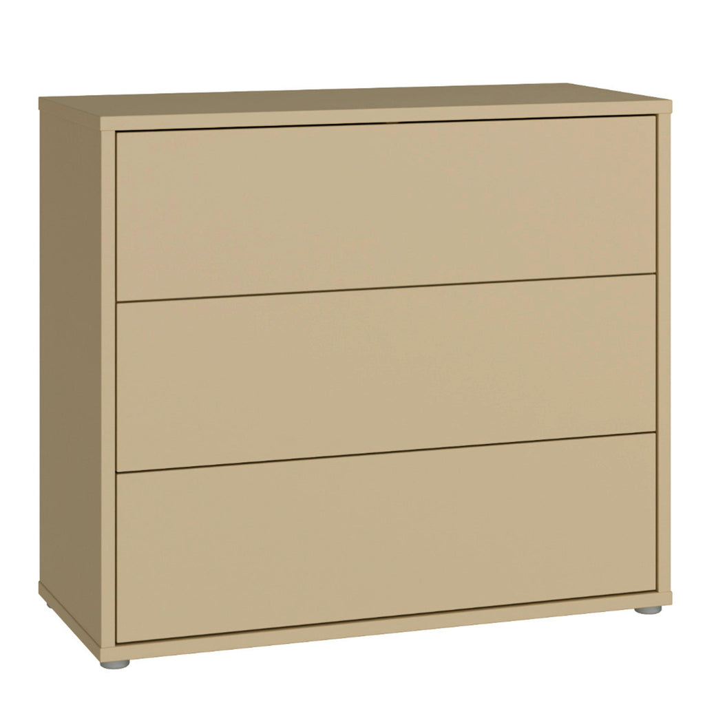 Alice Springs 3 Drawer Chest with Push-to-Open Drawers in Butter Yellow