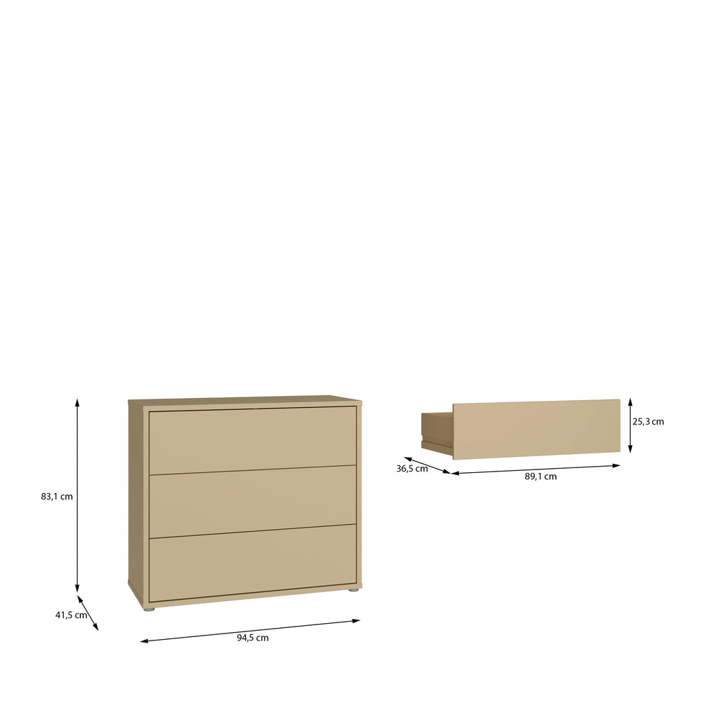Alice Springs 3 Drawer Chest with Push-to-Open Drawers in Butter Yellow - image 7