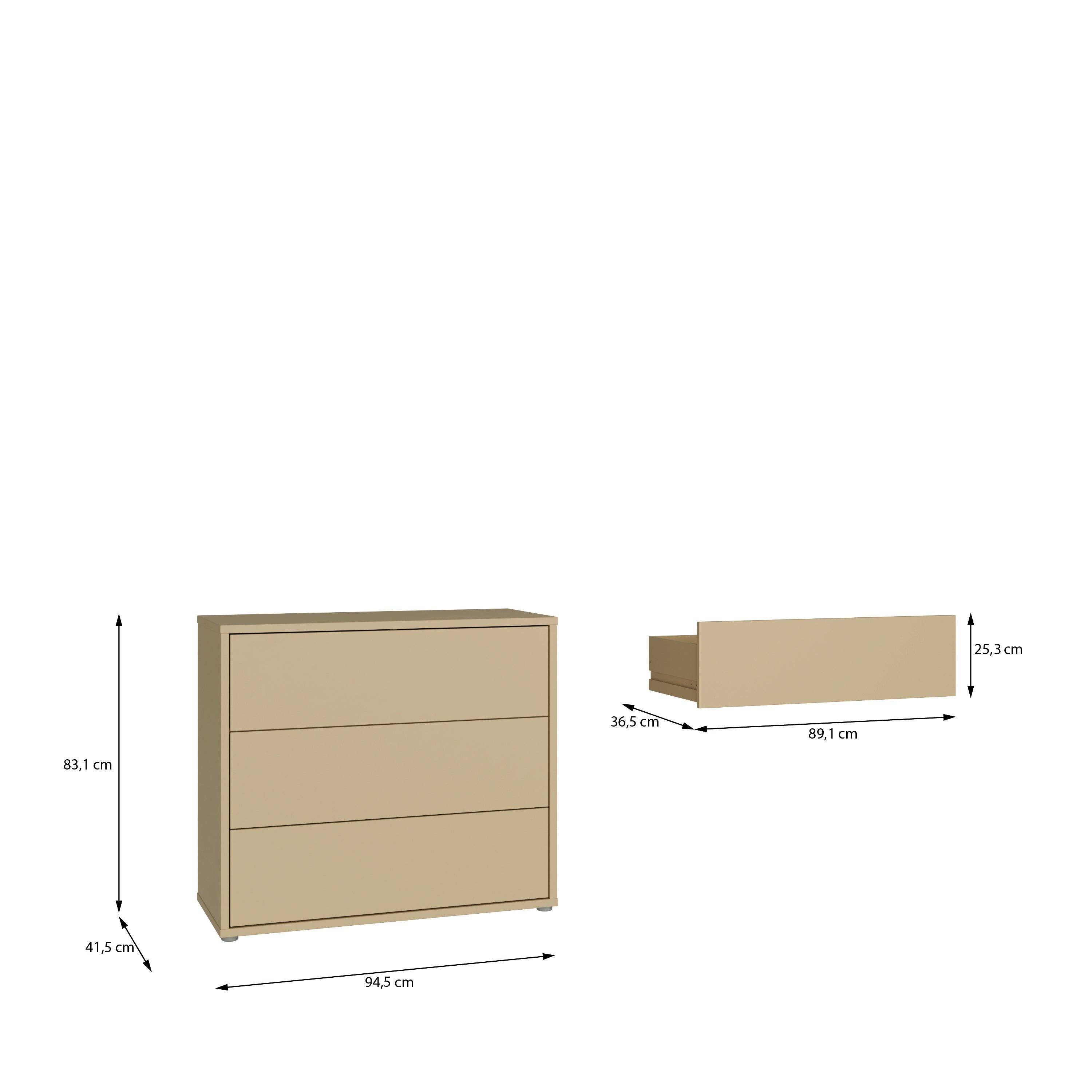 Alice Springs 3 Drawer Chest with Push-to-Open Drawers in Butter Yellow - image 7