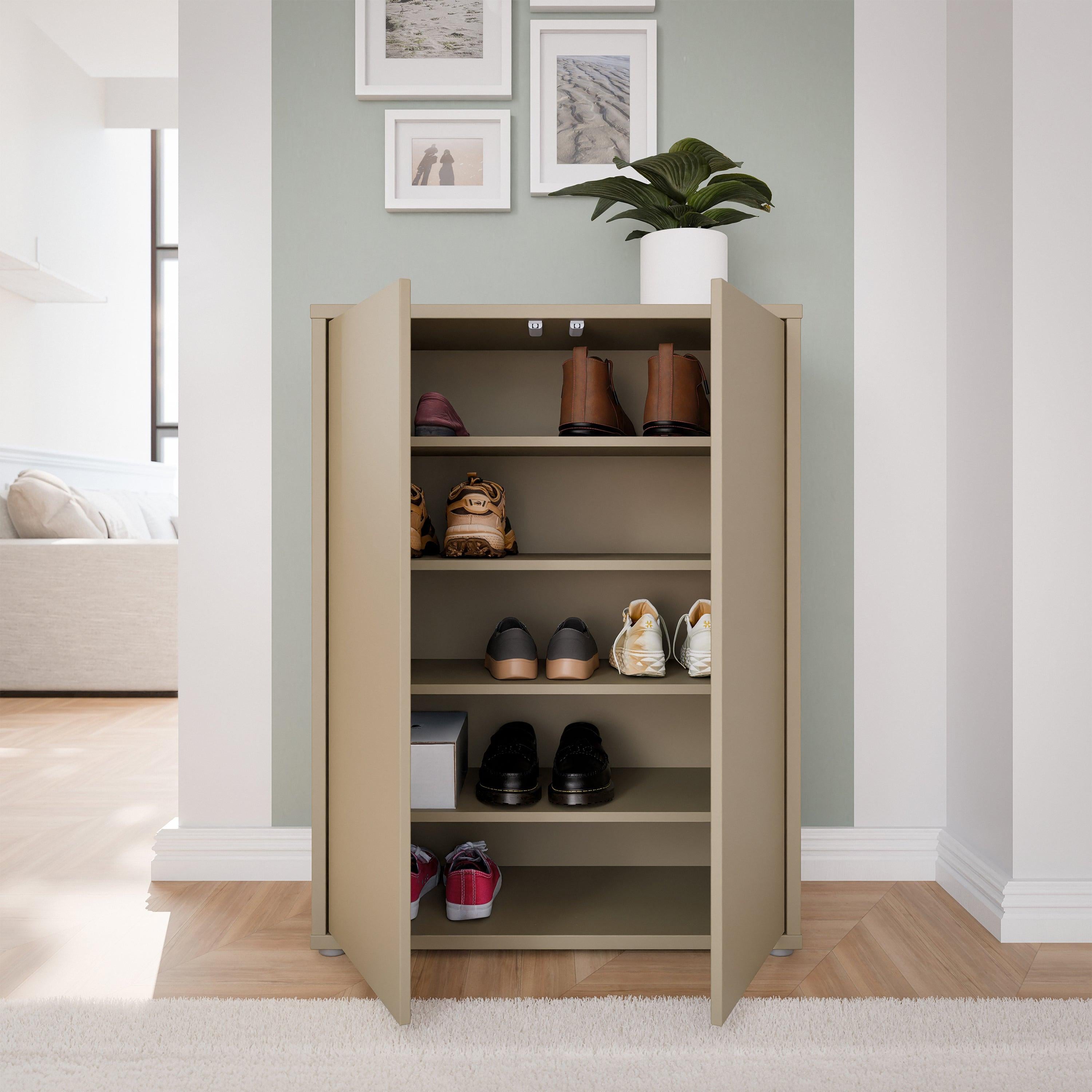 Alice Springs Shoe Cabinet with 2 Doors Push-to-Open in Taupe - image 7