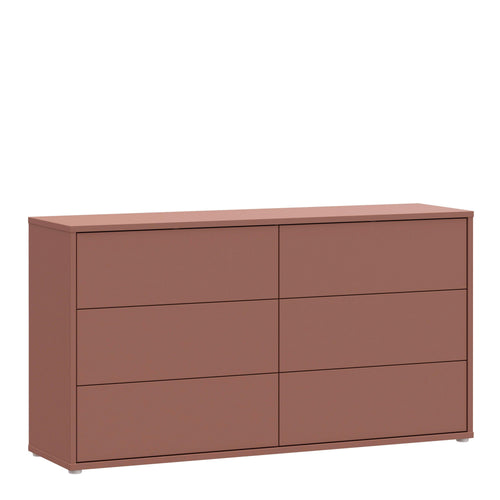 Alice Springs 6 Drawer Wide Chest with Push-to-Open Drawers in Terracotta