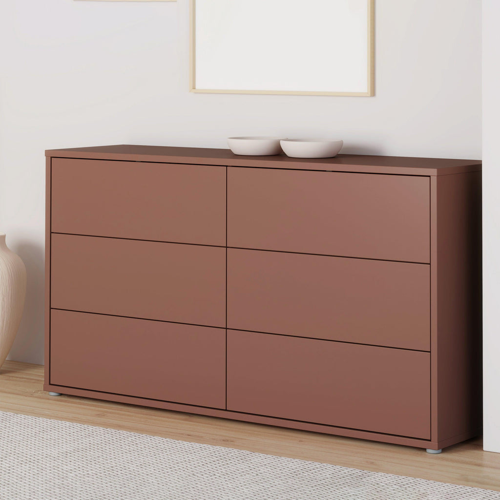 Alice Springs 6 Drawer Wide Chest with Push-to-Open Drawers in Terracotta - image 6