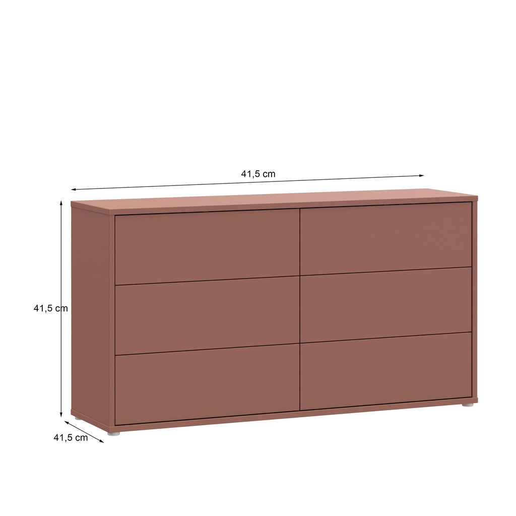 Alice Springs 6 Drawer Wide Chest with Push-to-Open Drawers in Terracotta - image 7