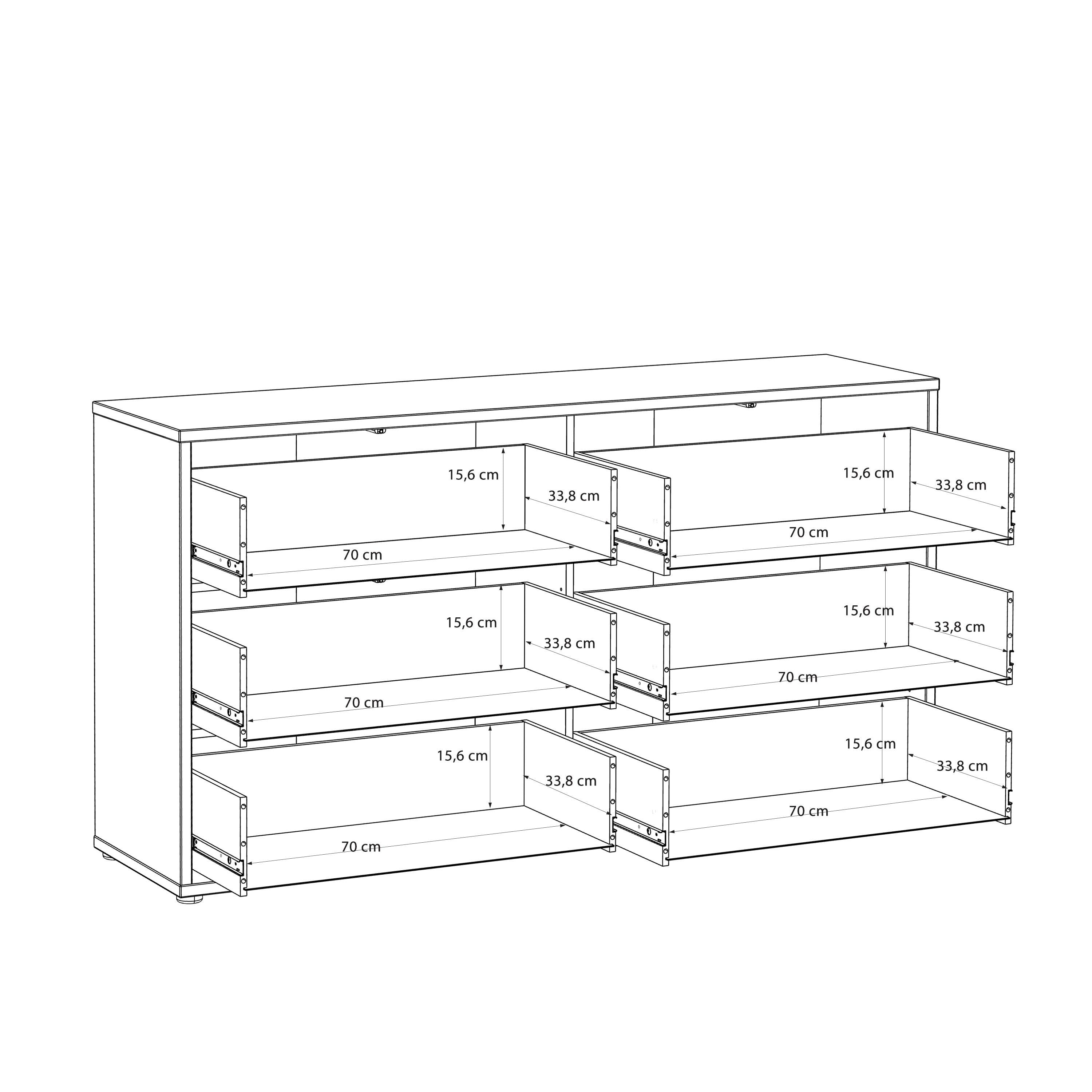 Alice Springs 6 Drawer Wide Chest with Push-to-Open Drawers in Terracotta - image 8
