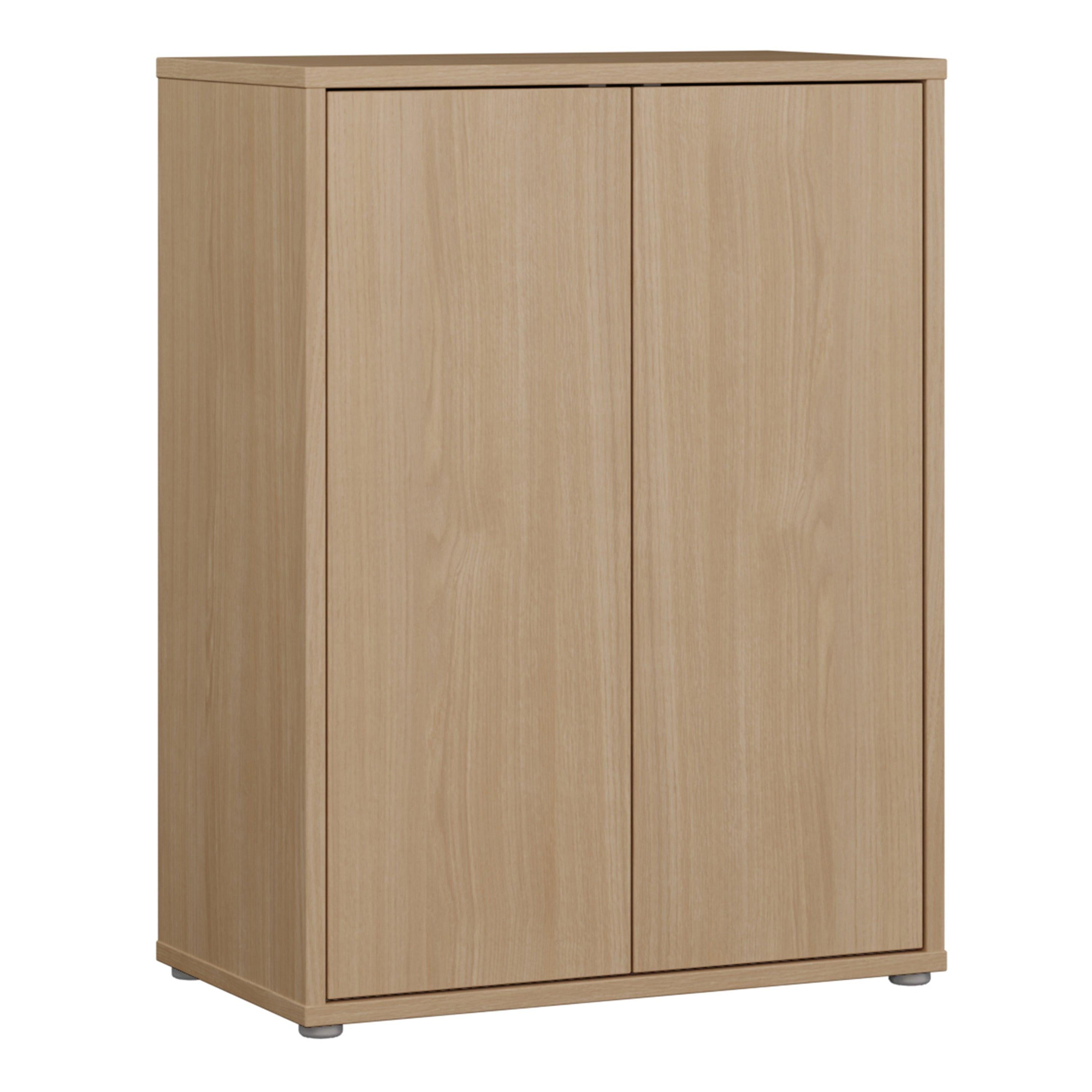Alice Springs Tall 2 Door Cupboard with Push-to-Open Doors in Elegancia Oak