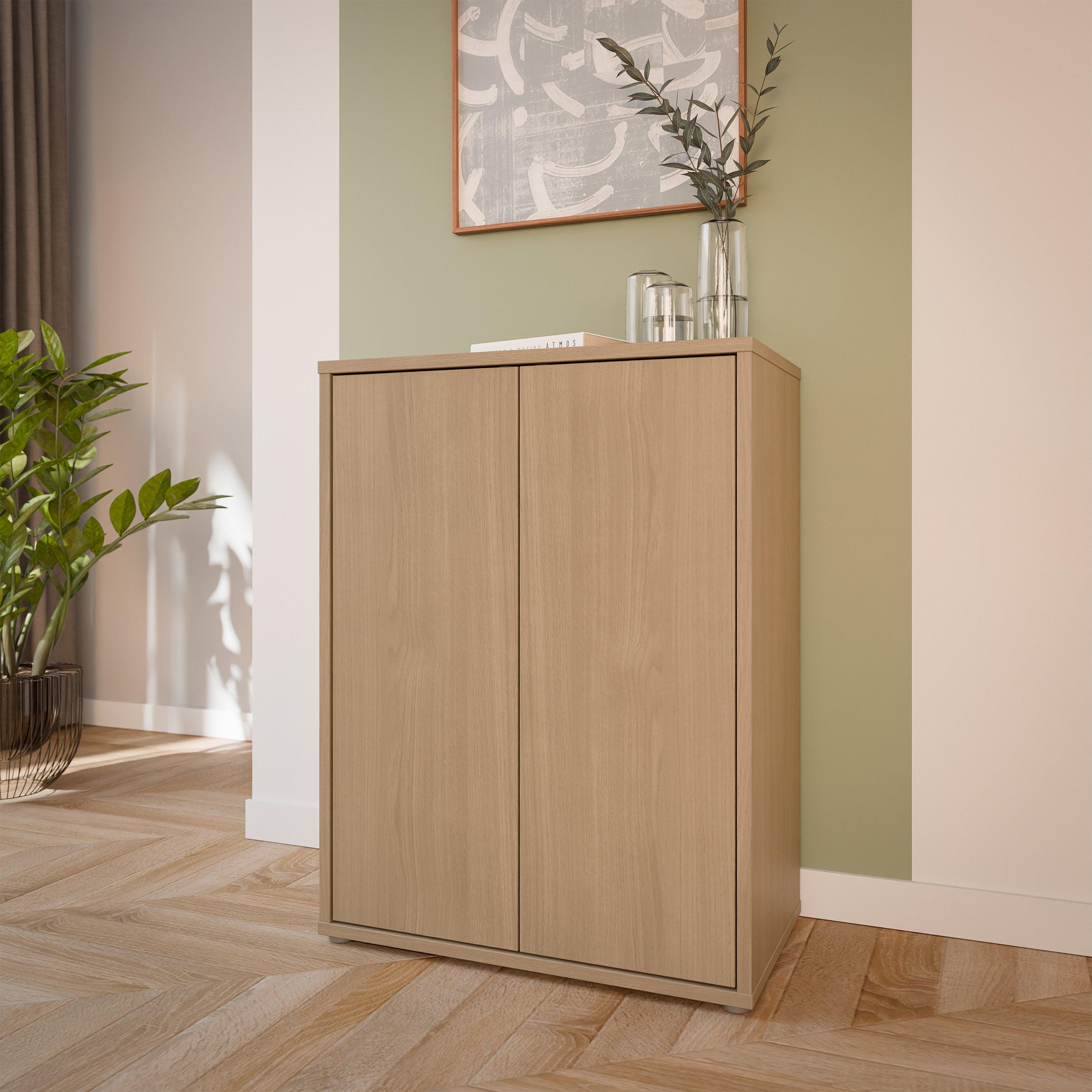 Alice Springs Tall 2 Door Cupboard with Push-to-Open Doors in Elegancia Oak - image 6