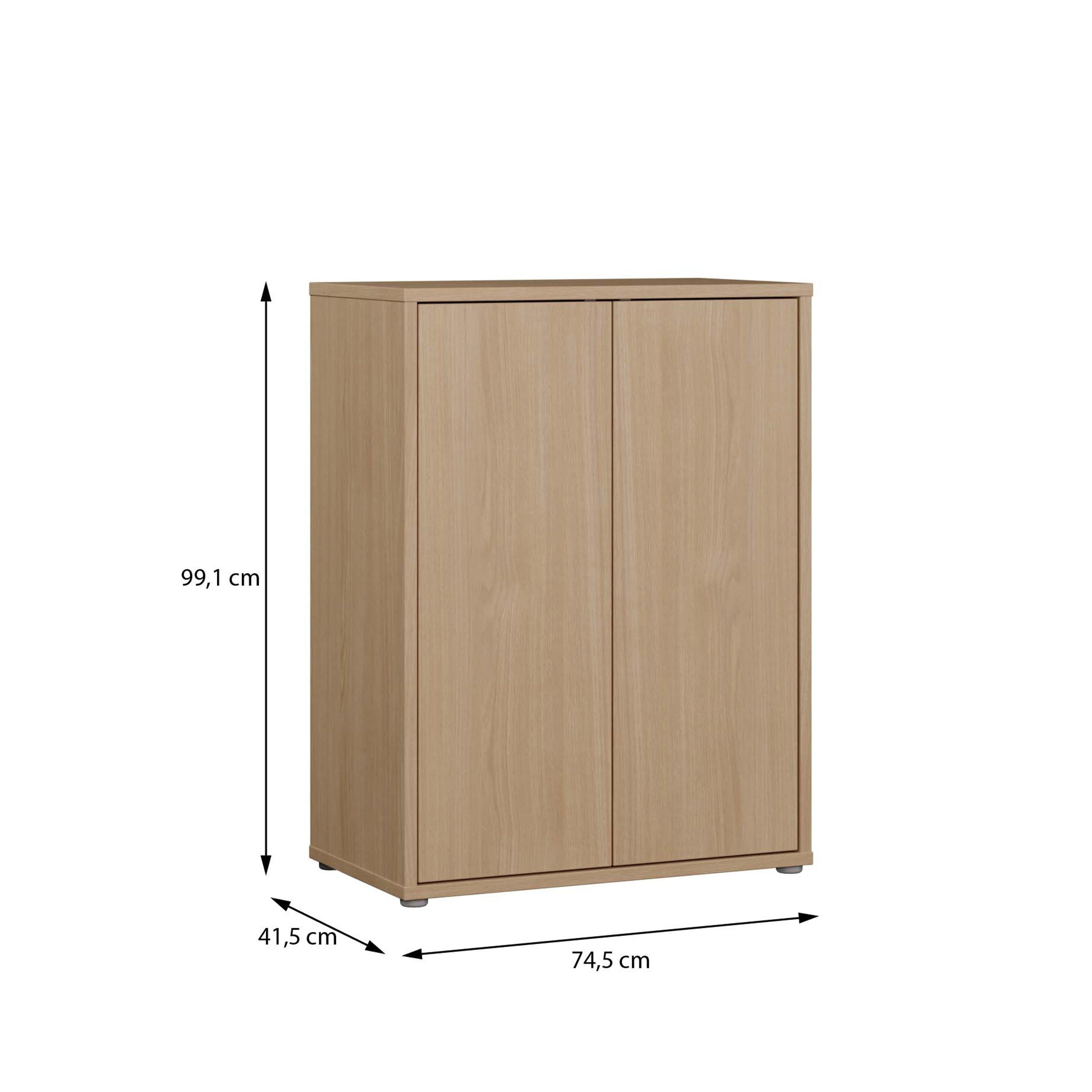 Alice Springs Tall 2 Door Cupboard with Push-to-Open Doors in Elegancia Oak - image 7