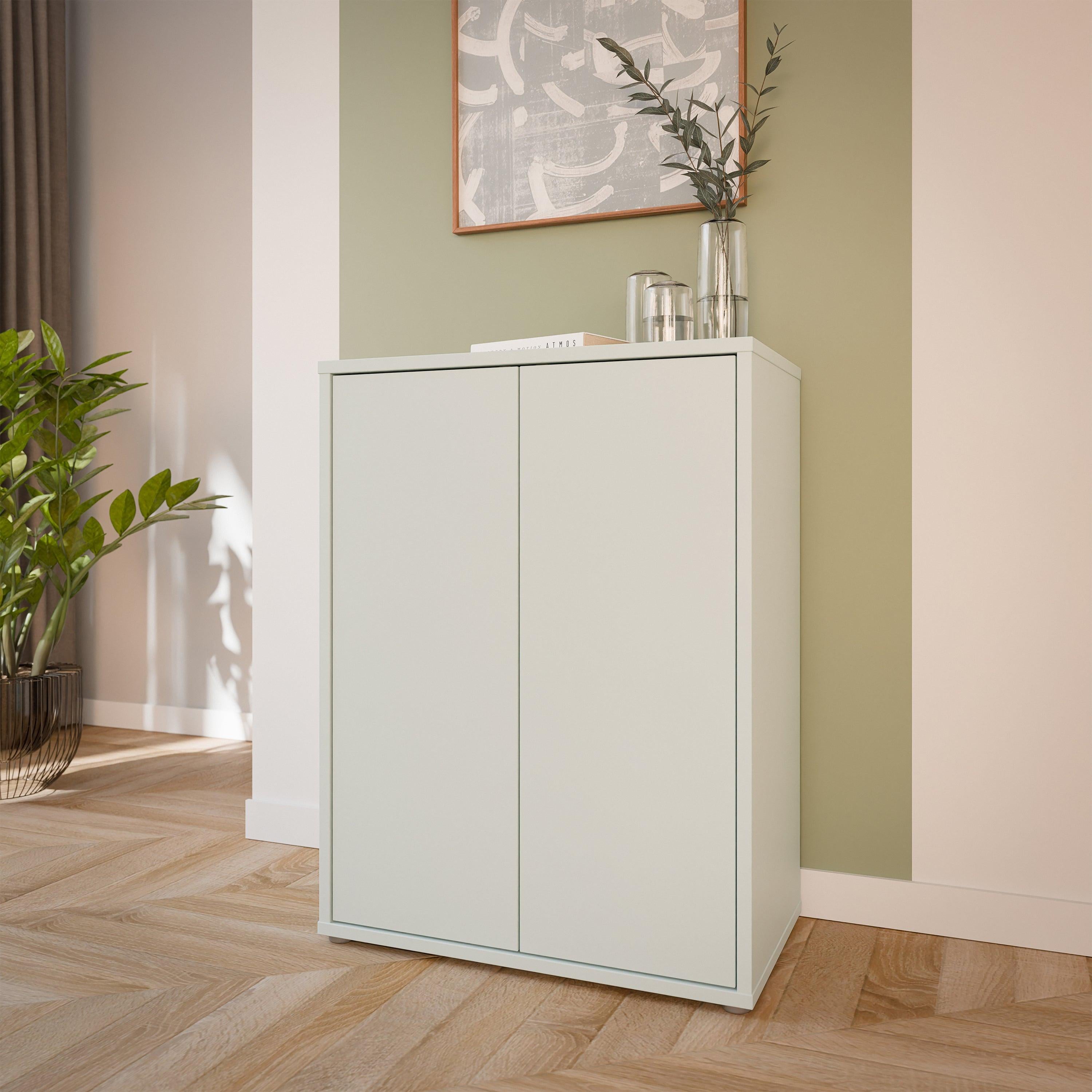 Alice Springs Tall 2 Door Cupboard with Push-to-Open Doors in Light Grey - image 6