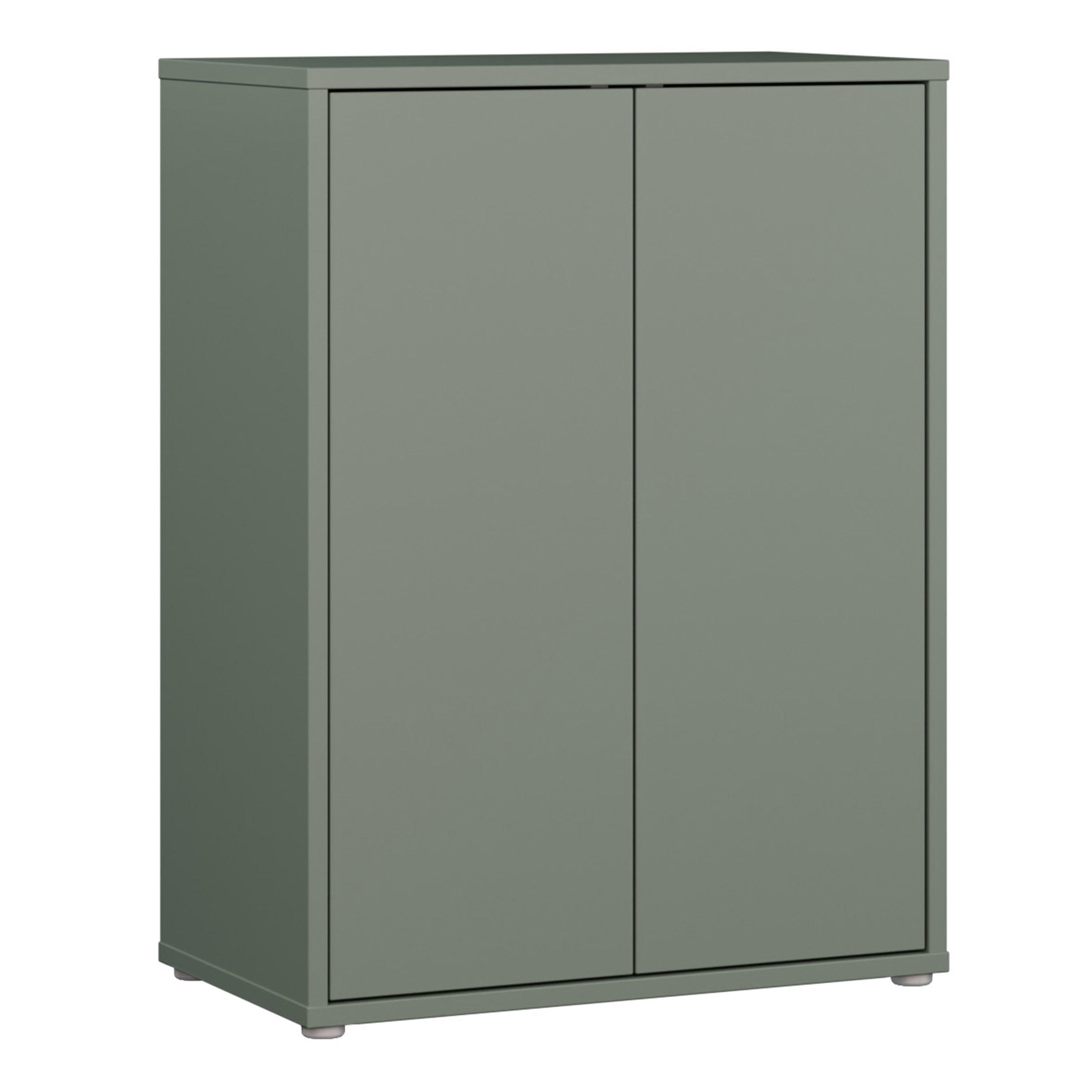 Alice Springs Tall 2 Door Cupboard with Push-to-Open Doors in Sage Green