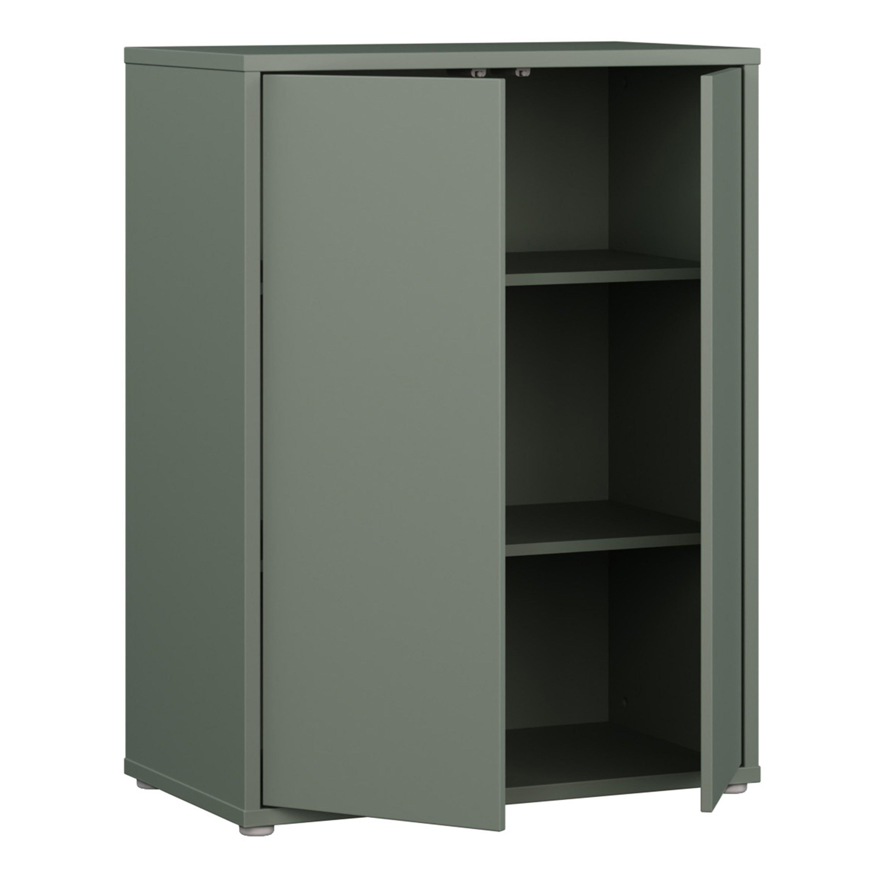 Alice Springs Tall 2 Door Cupboard with Push-to-Open Doors in Sage Green - image 4