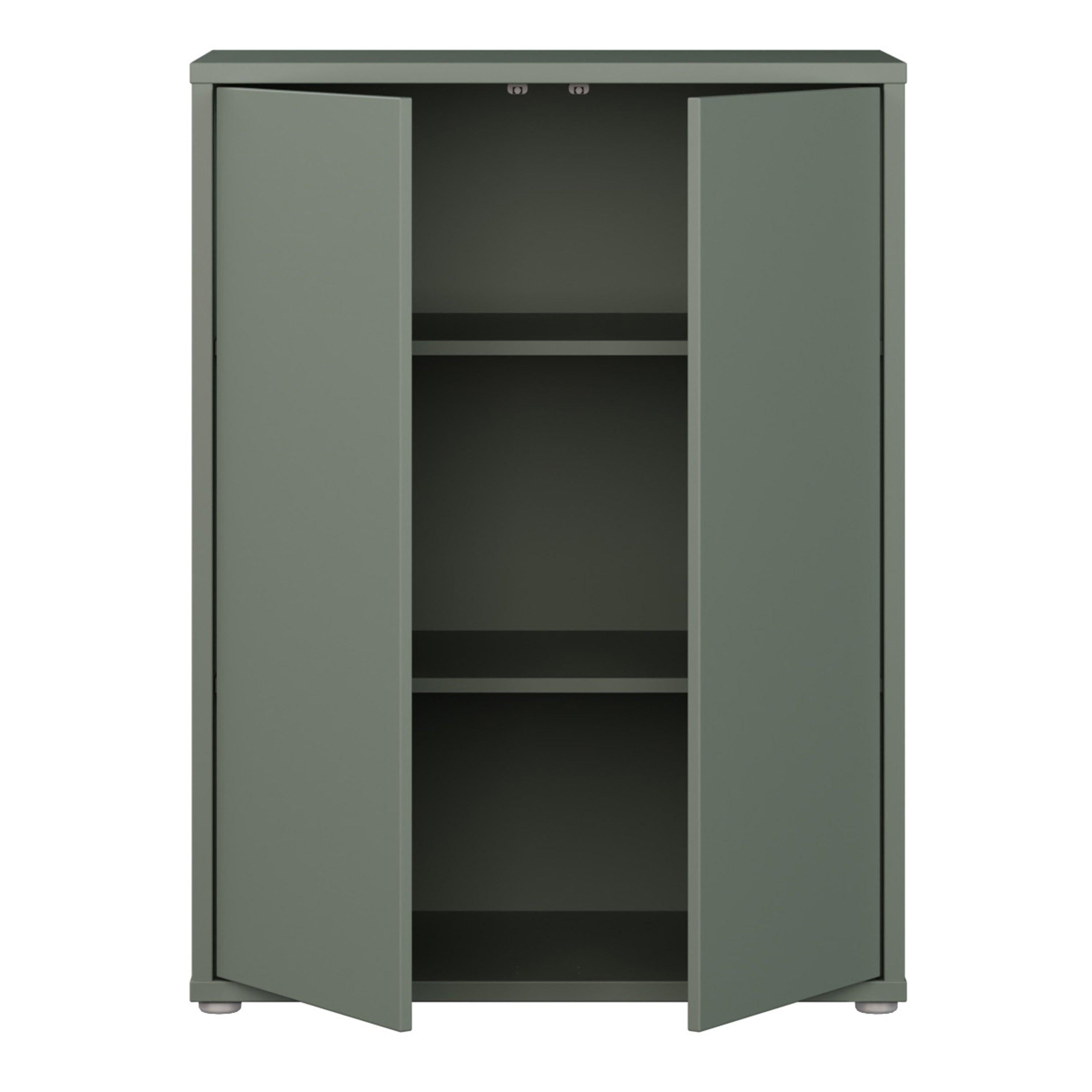 Alice Springs Tall 2 Door Cupboard with Push-to-Open Doors in Sage Green - image 5