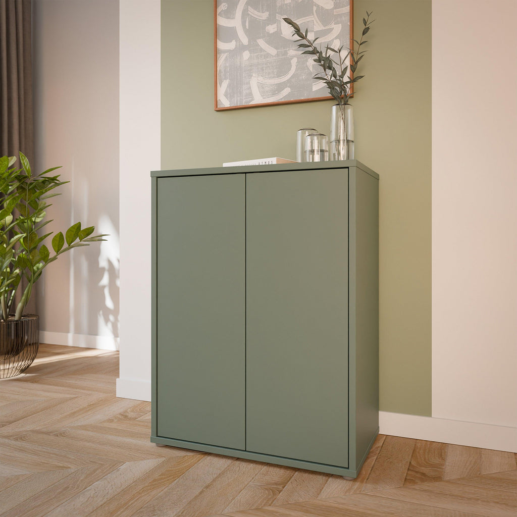 Alice Springs Tall 2 Door Cupboard with Push-to-Open Doors in Sage Green - image 6
