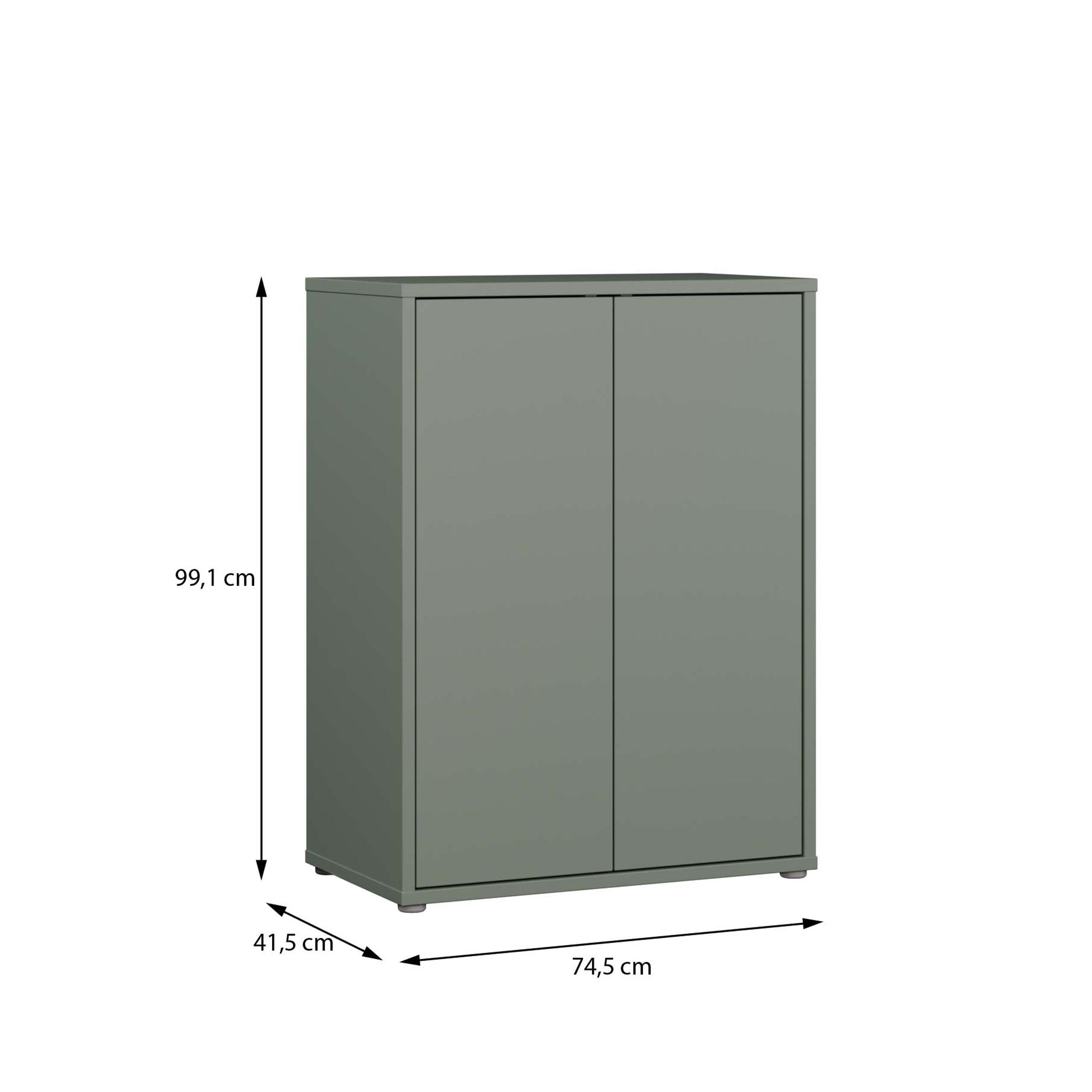 Alice Springs Tall 2 Door Cupboard with Push-to-Open Doors in Sage Green - image 7