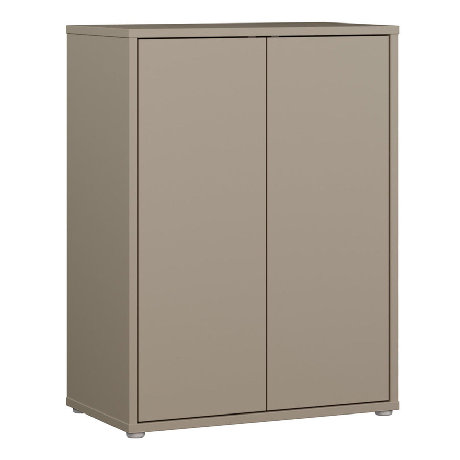 Alice Springs Tall 2 Door Cupboard with Push-to-Open Doors in Taupe