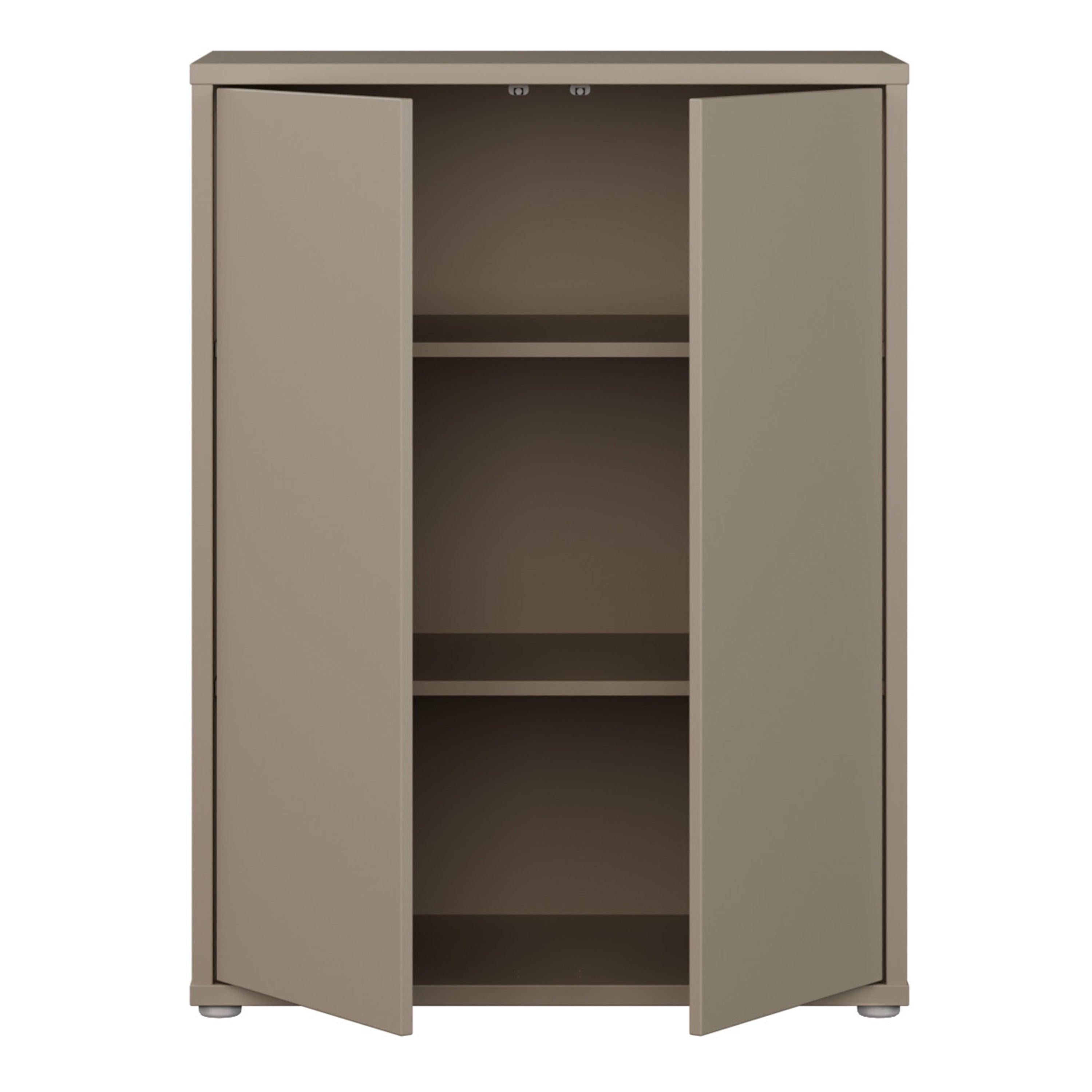 Alice Springs Tall 2 Door Cupboard with Push-to-Open Doors in Taupe - image 5