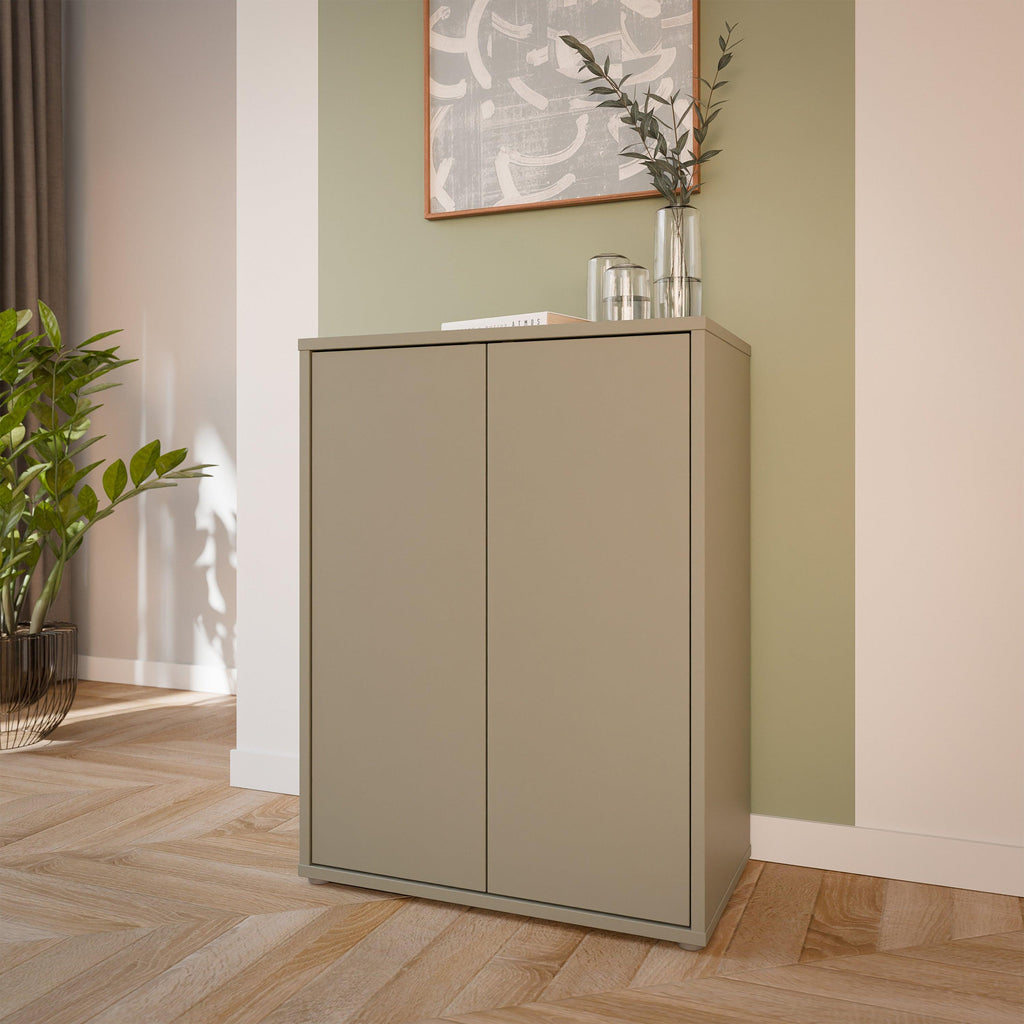 Alice Springs Tall 2 Door Cupboard with Push-to-Open Doors in Taupe - image 6