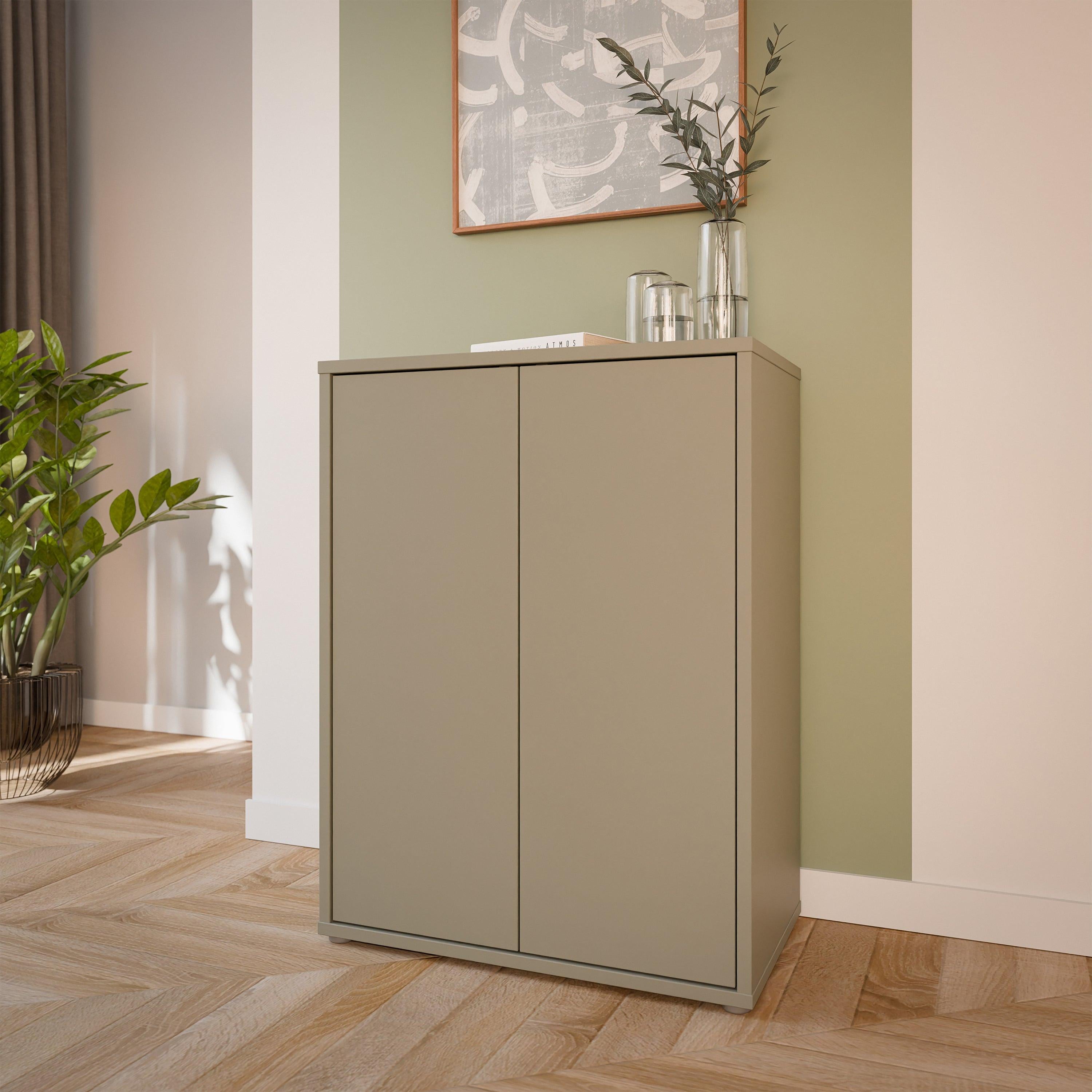 Alice Springs Tall 2 Door Cupboard with Push-to-Open Doors in Taupe - image 6