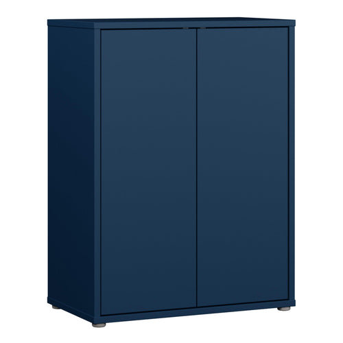 Alice Springs Tall 2 Door Cupboard with Push-to-Open Doors in Night Blue