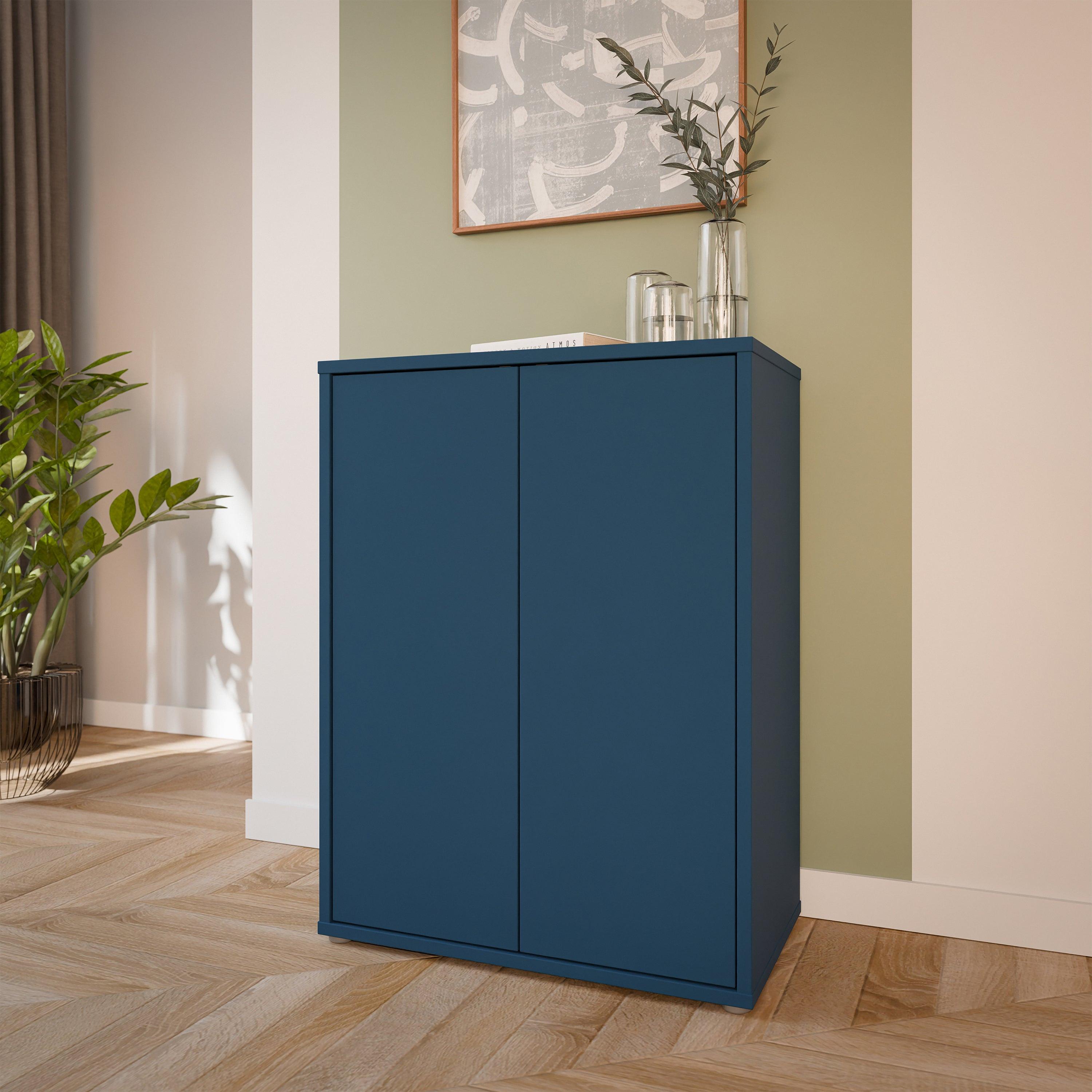 Alice Springs Tall 2 Door Cupboard with Push-to-Open Doors in Night Blue - image 6