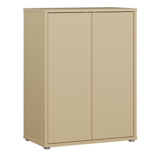 Alice Springs Tall 2 Door Cupboard with Push-to-Open Doors in Butter Yellow