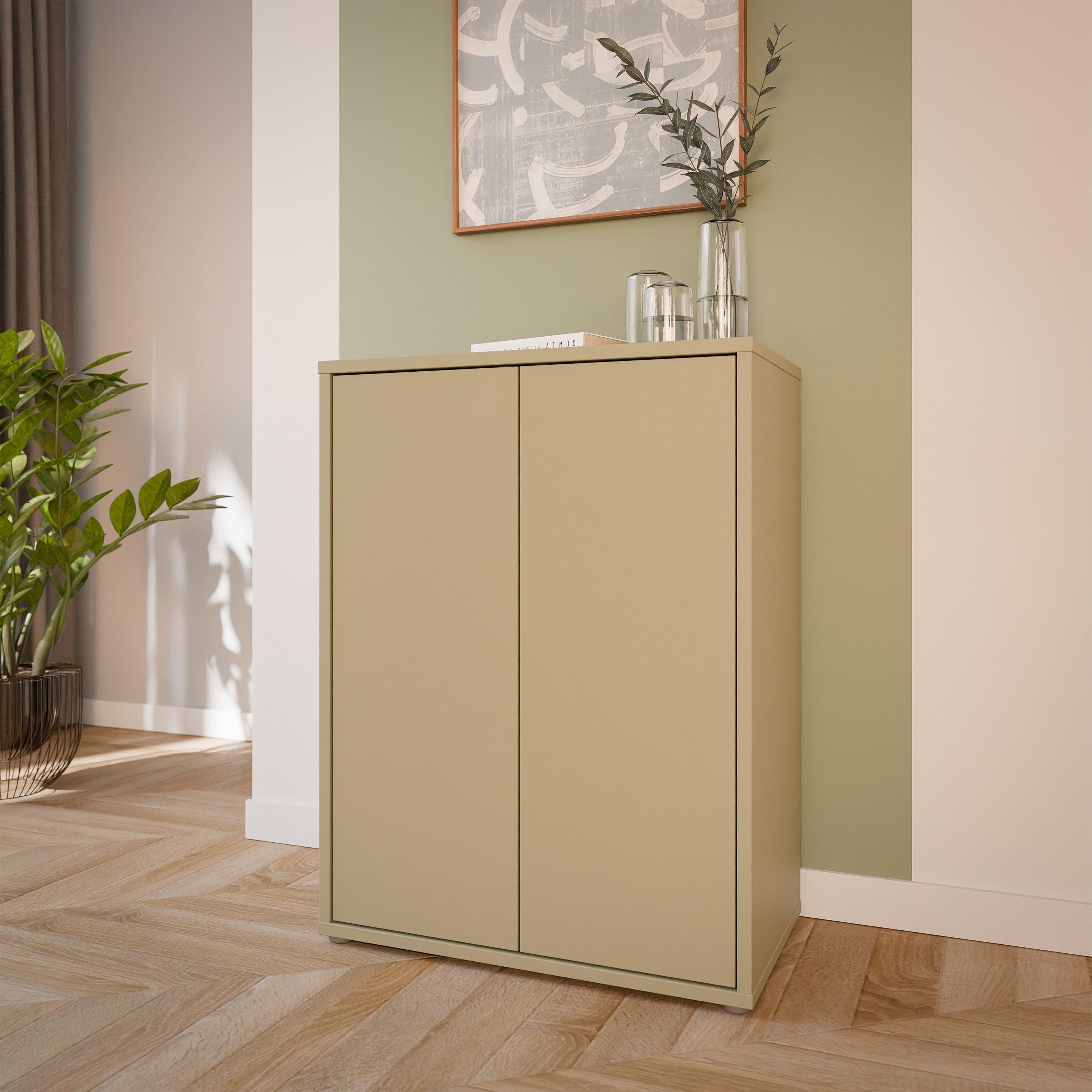 Alice Springs Tall 2 Door Cupboard with Push-to-Open Doors in Butter Yellow - image 6