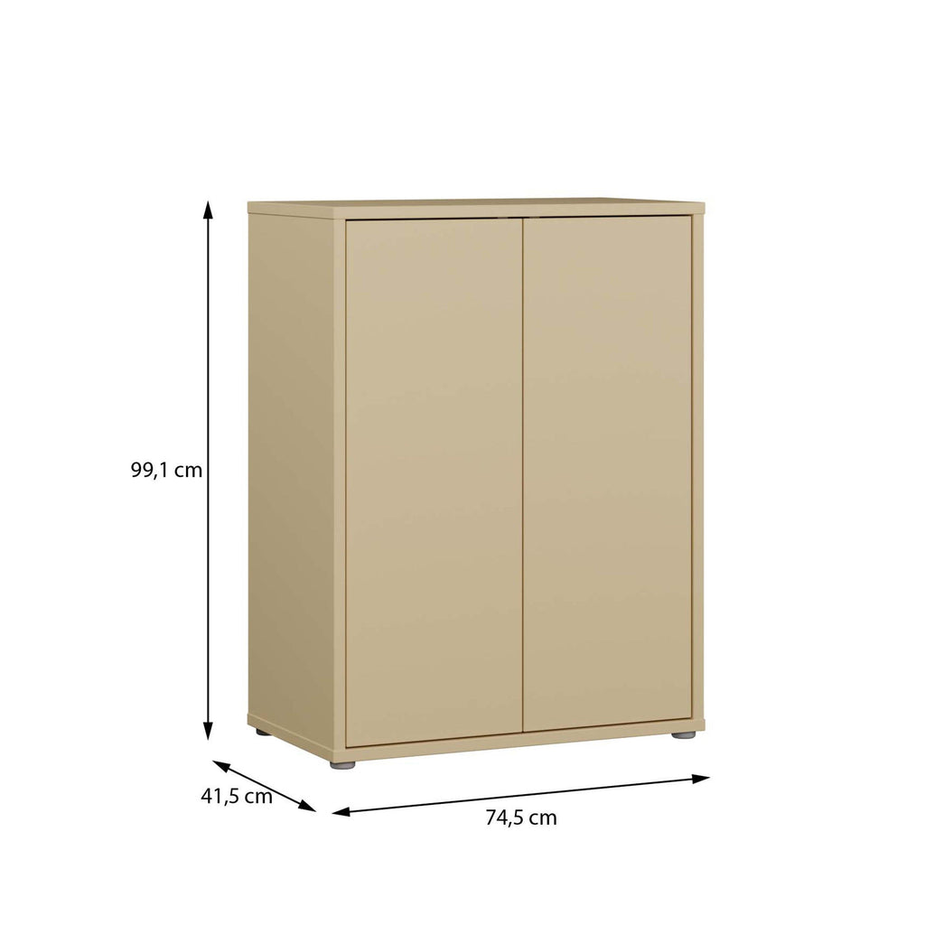 Alice Springs Tall 2 Door Cupboard with Push-to-Open Doors in Butter Yellow - image 7