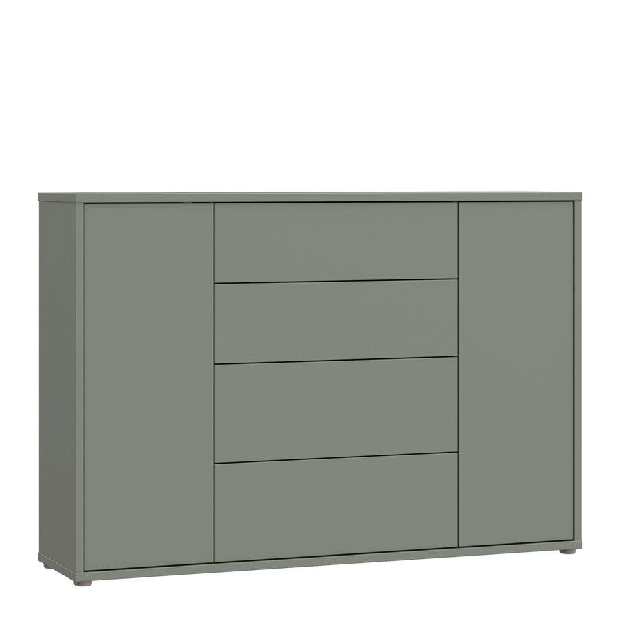 Alice Springs Wide Sideboard with 4 Drawers & 2 Doors with Push-to-Open in Sage Green