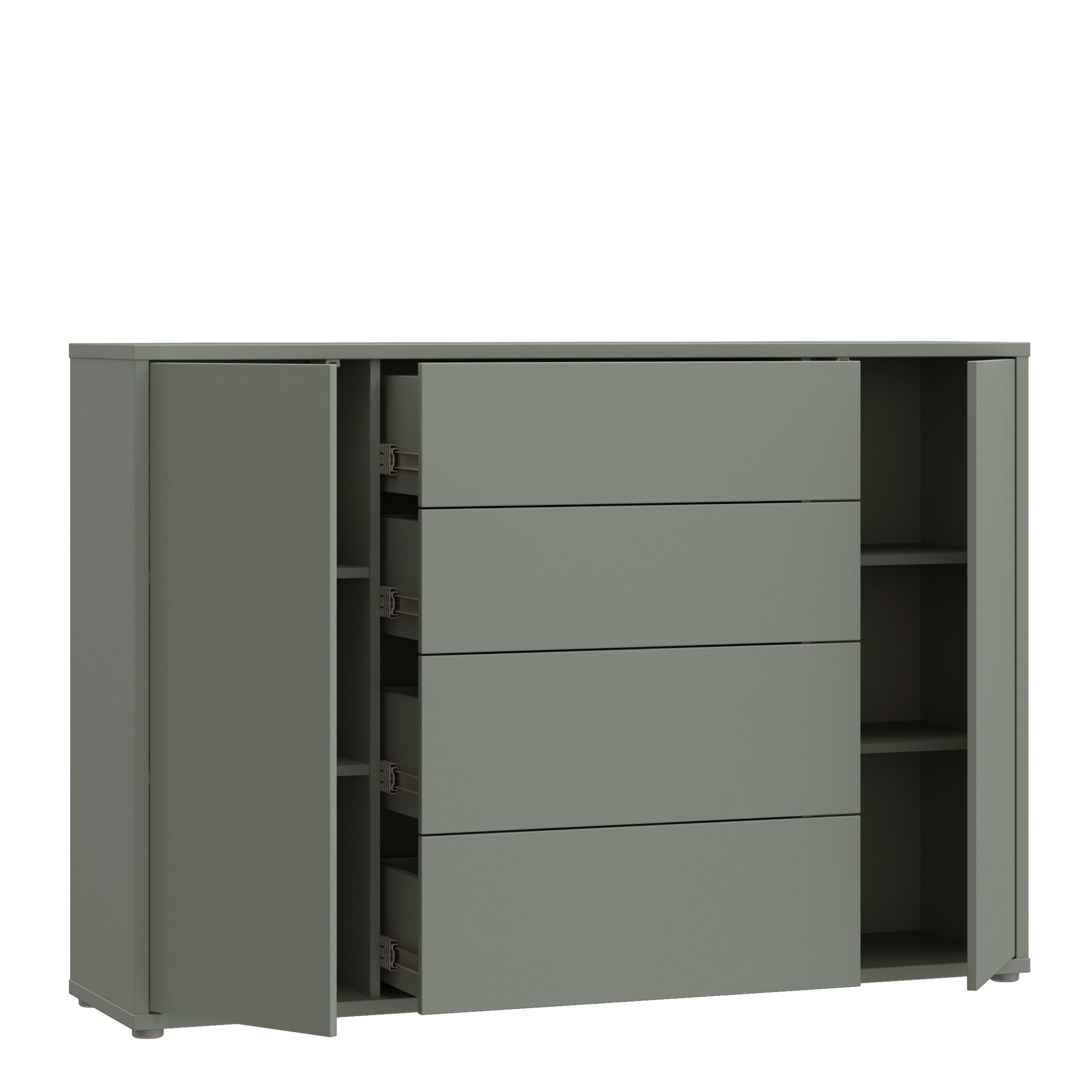 Alice Springs Wide Sideboard with 4 Drawers & 2 Doors with Push-to-Open in Sage Green - image 4