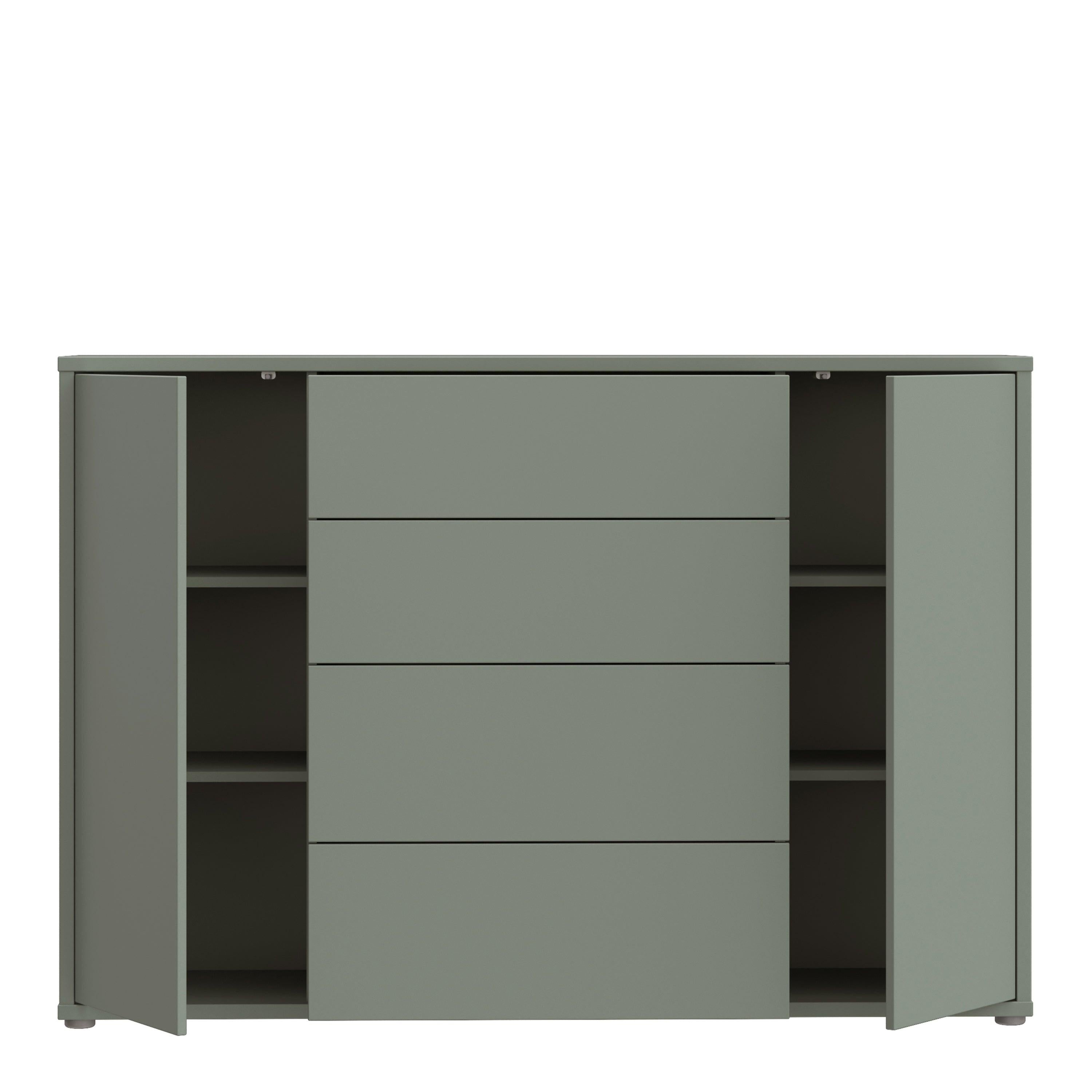 Alice Springs Wide Sideboard with 4 Drawers & 2 Doors with Push-to-Open in Sage Green - image 5