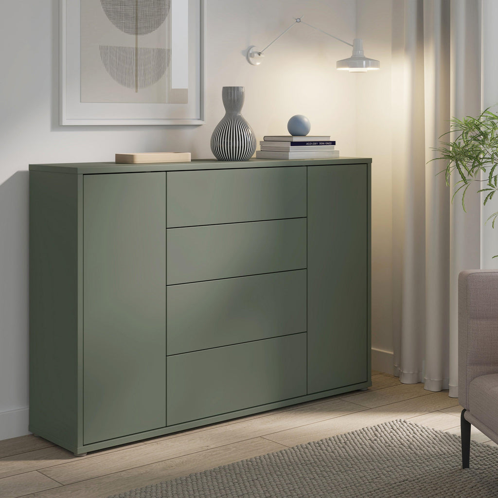 Alice Springs Wide Sideboard with 4 Drawers & 2 Doors with Push-to-Open in Sage Green - image 7