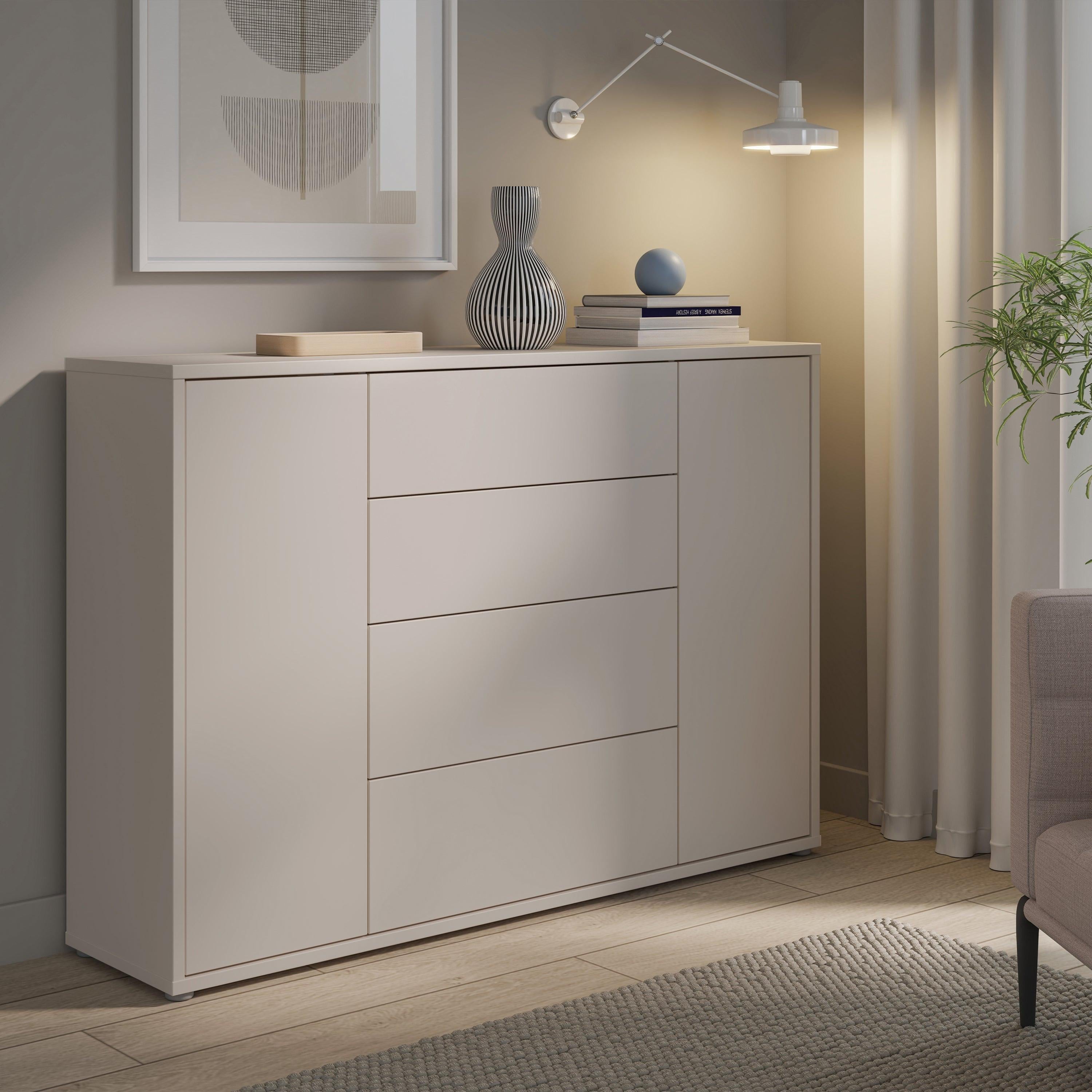 Alice Springs Wide Sideboard with 4 Drawers & 2 Doors with Push-to-Open in Sand - image 7