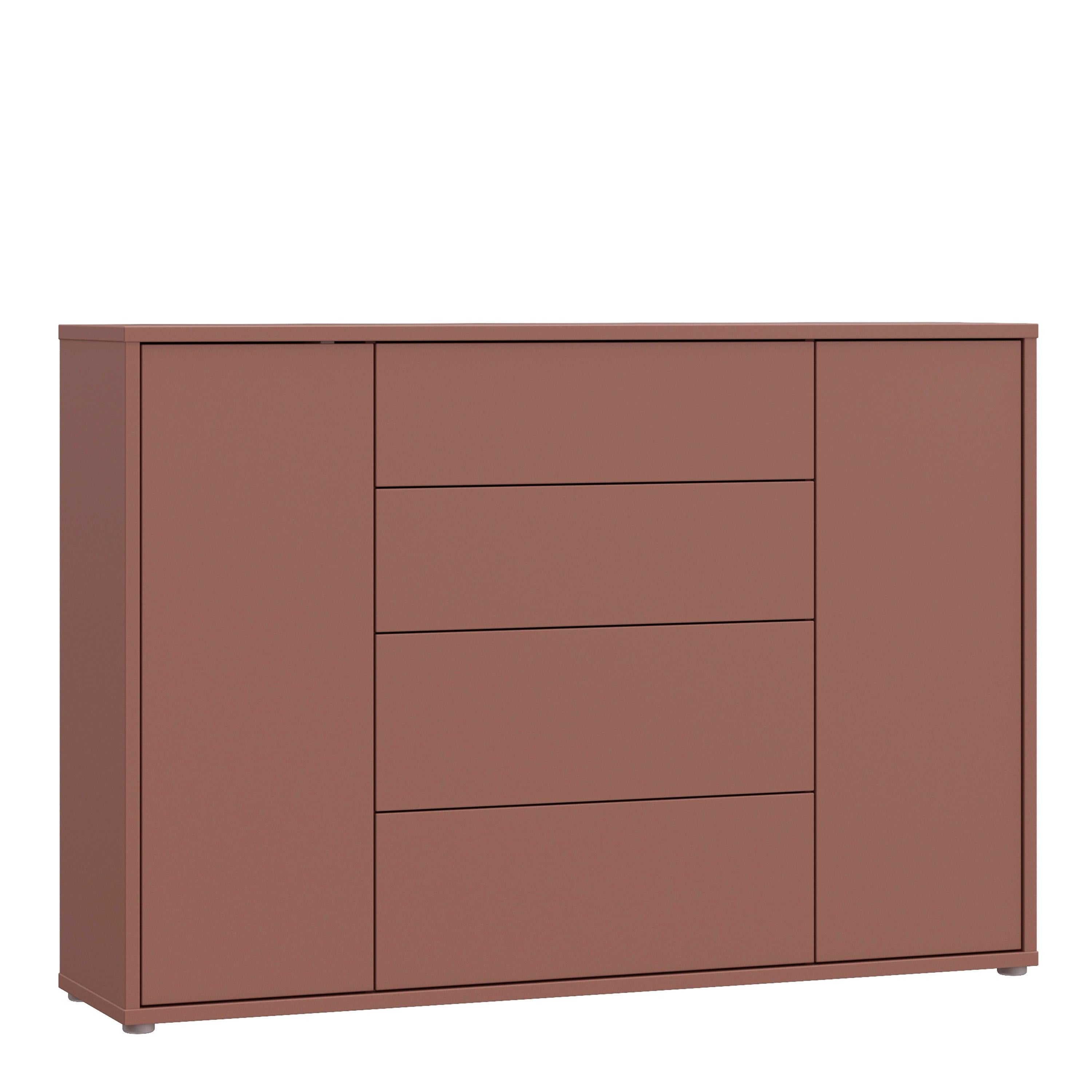 Alice Springs Wide Sideboard with 4 Drawers & 2 Doors with Push-to-Open in Terracotta