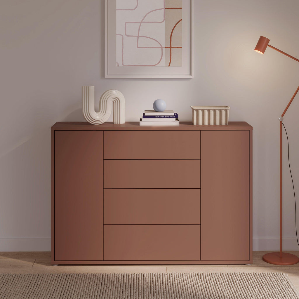 Alice Springs Wide Sideboard with 4 Drawers & 2 Doors with Push-to-Open in Terracotta - image 6