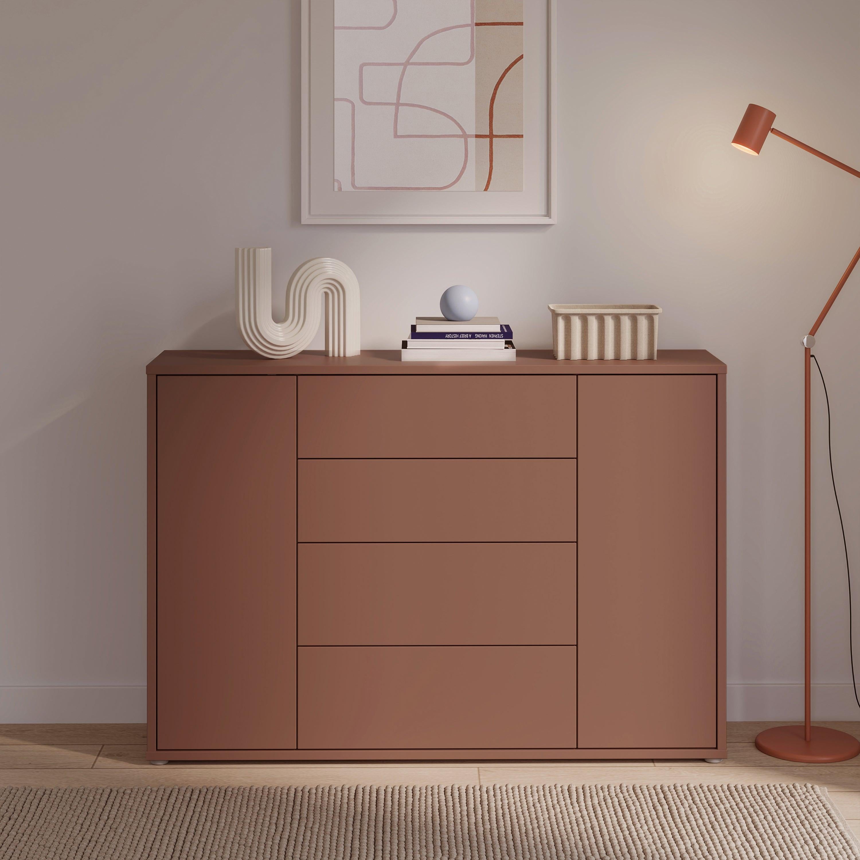 Alice Springs Wide Sideboard with 4 Drawers & 2 Doors with Push-to-Open in Terracotta - image 6